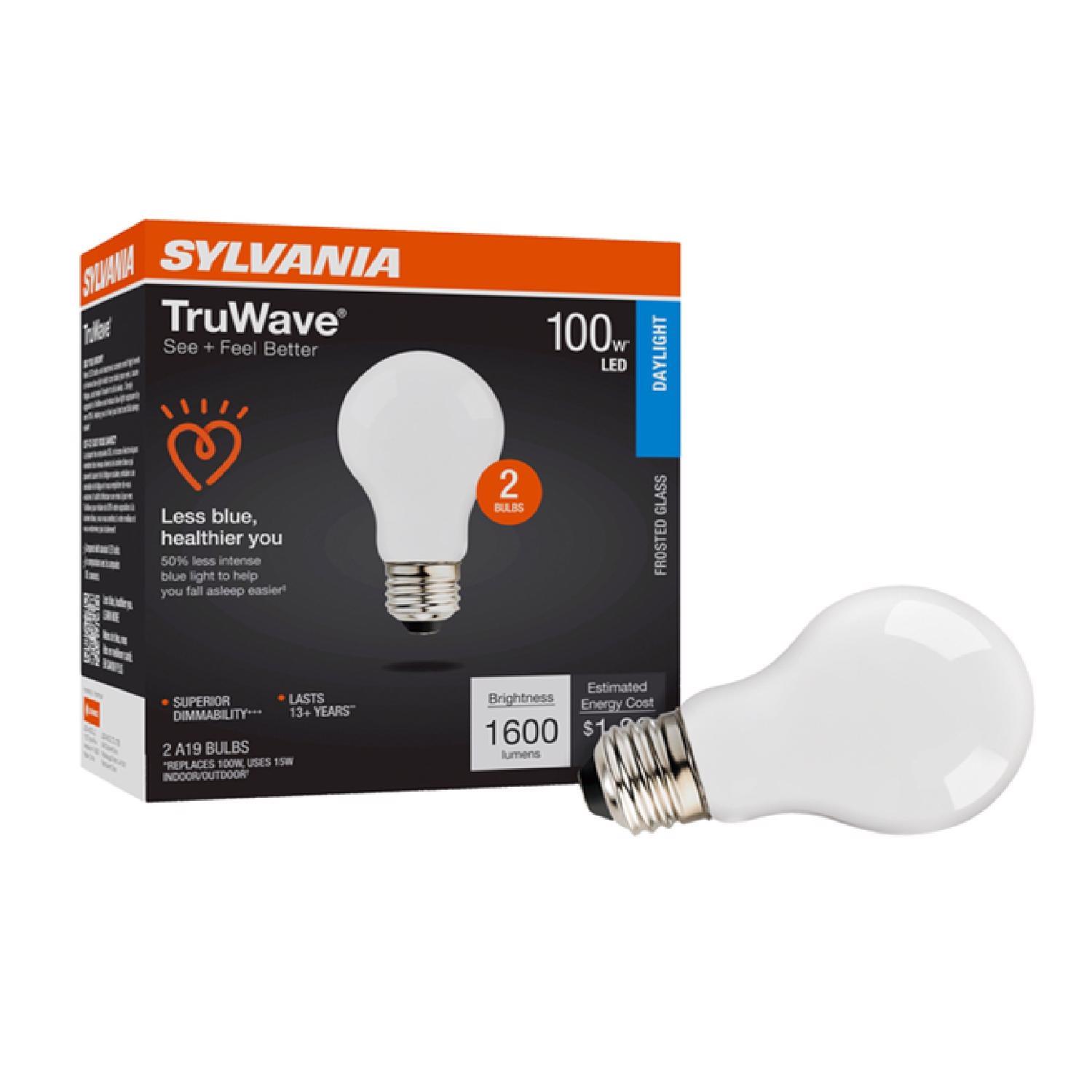 Sylvania TruWave A21 E26 (Medium) LED Bulb Daylight 100 Watt Equivalence 2 pk