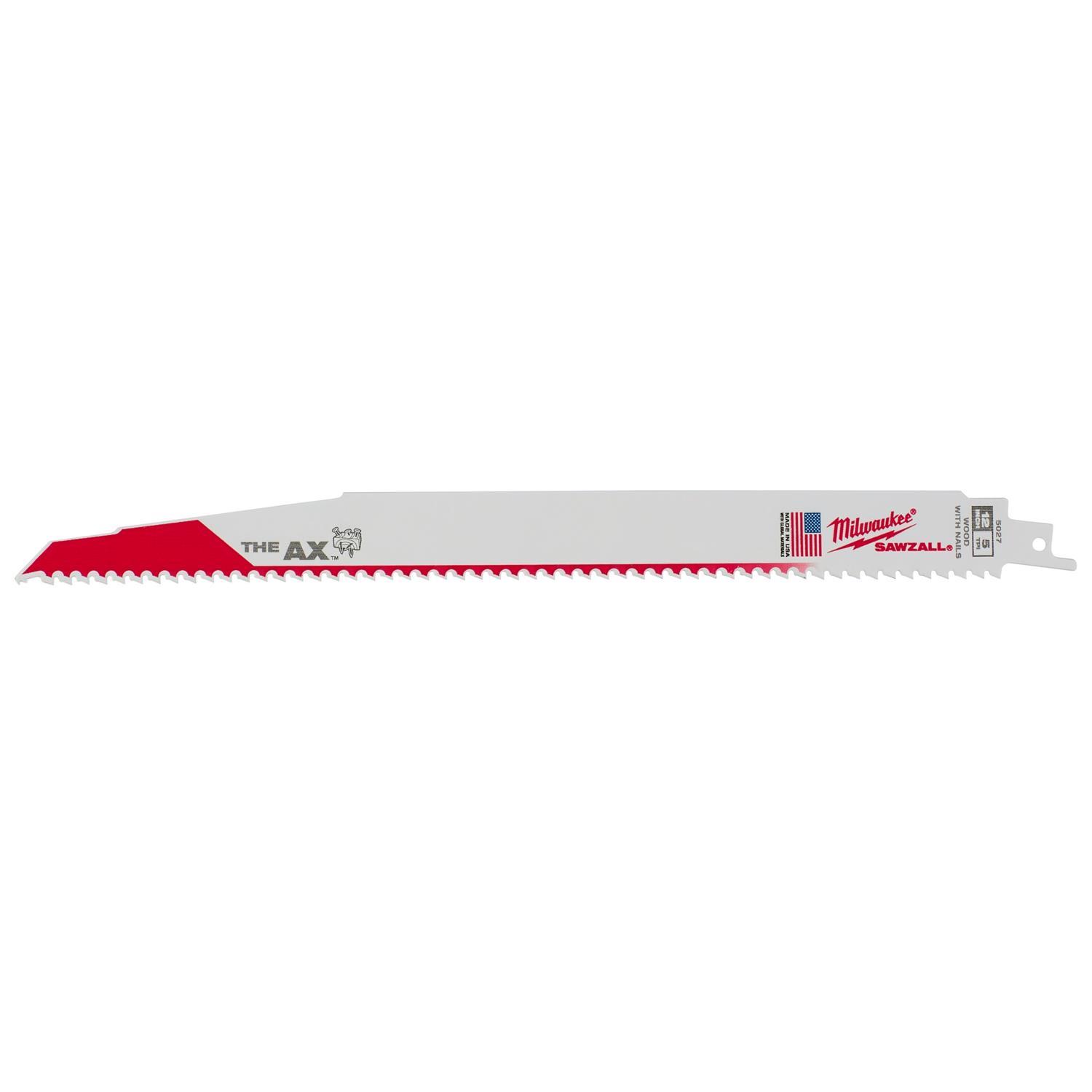 Milwaukee The Ax Sawzall 12 in. Bi-Metal Reciprocating Saw Blade 5 TPI 1 pk