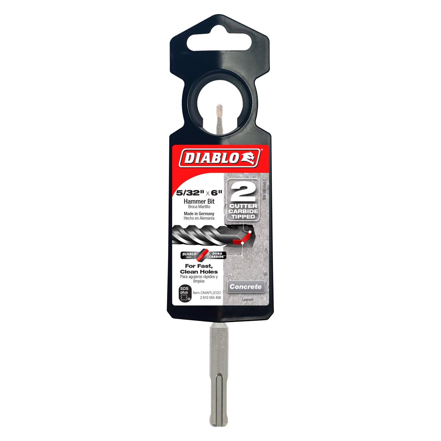 Diablo 5/32 in. X 6 in. L Carbide Tipped 2-Cutter Hammer Drill Bit SDS-Plus Shank 1 pk