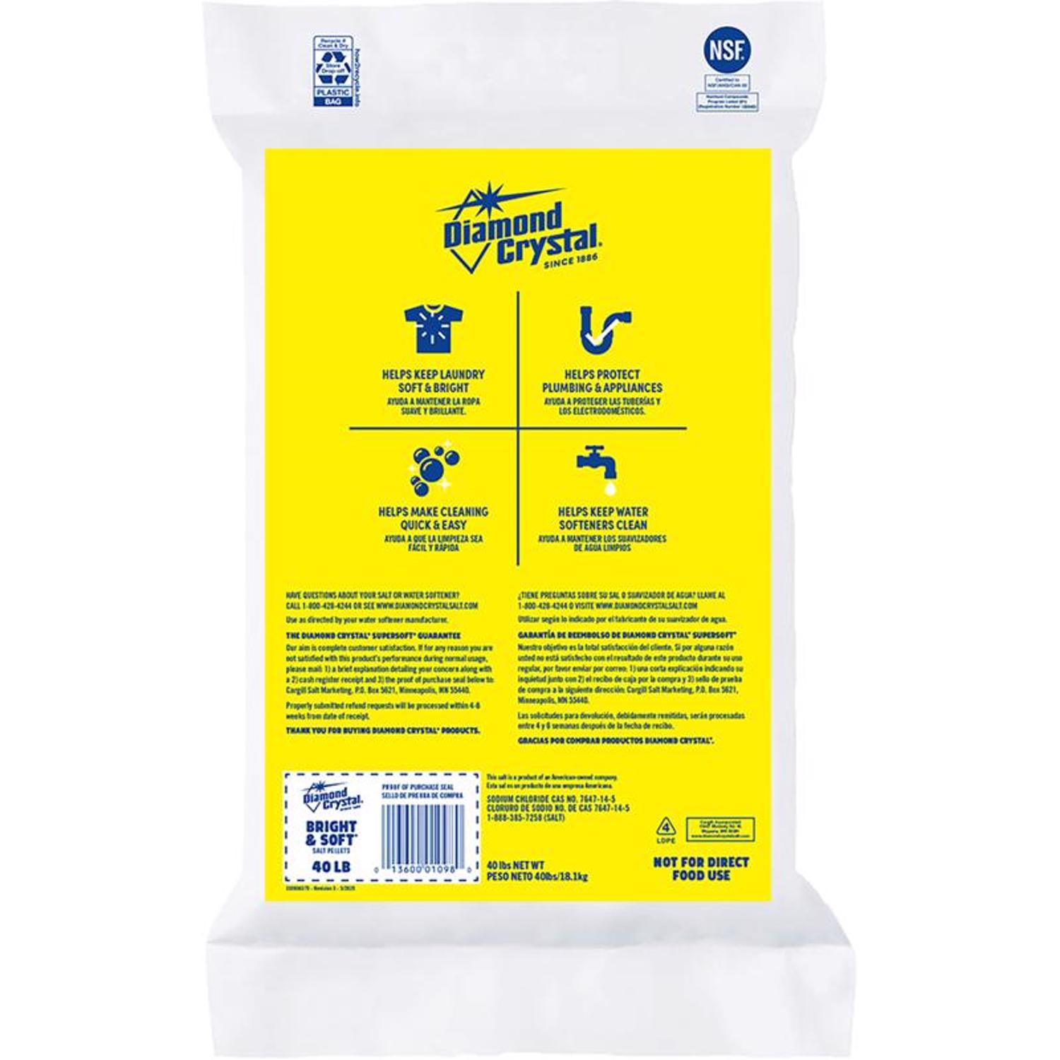 Diamond Crystal Bright & Soft Water Softener Salt Pellets 40 lb