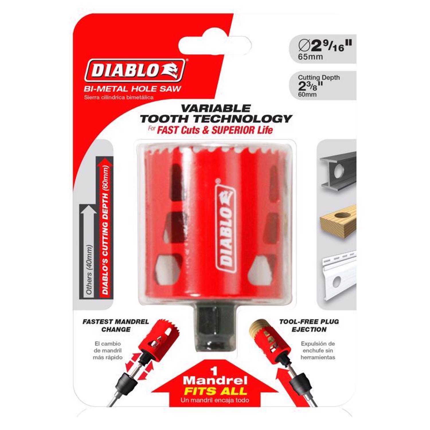 Diablo Snap-Lock Plus 2-9/16 in. Bi-Metal Hole Saw 1 pc