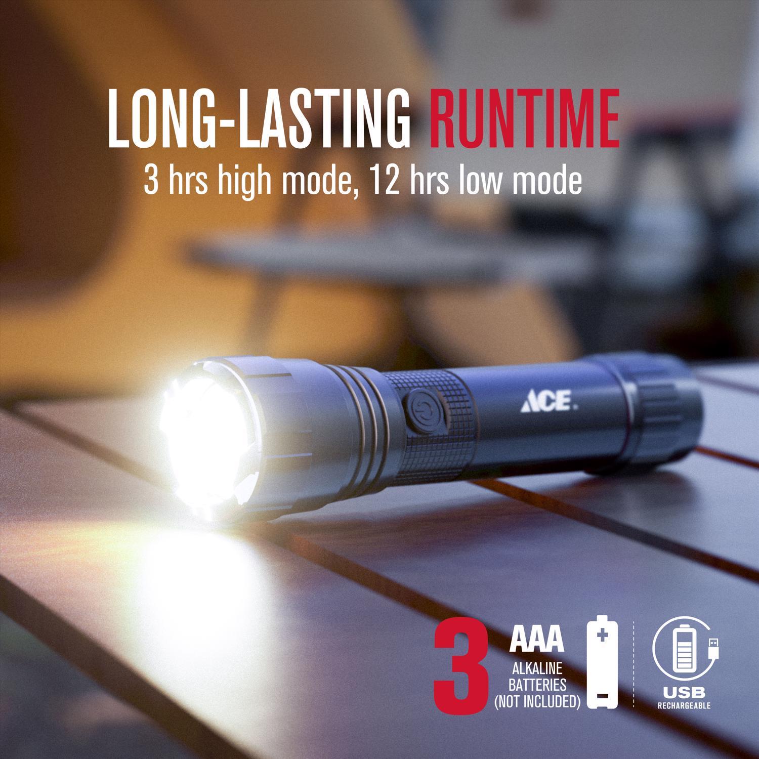 Ace Black LED Flashlight 18650 Battery