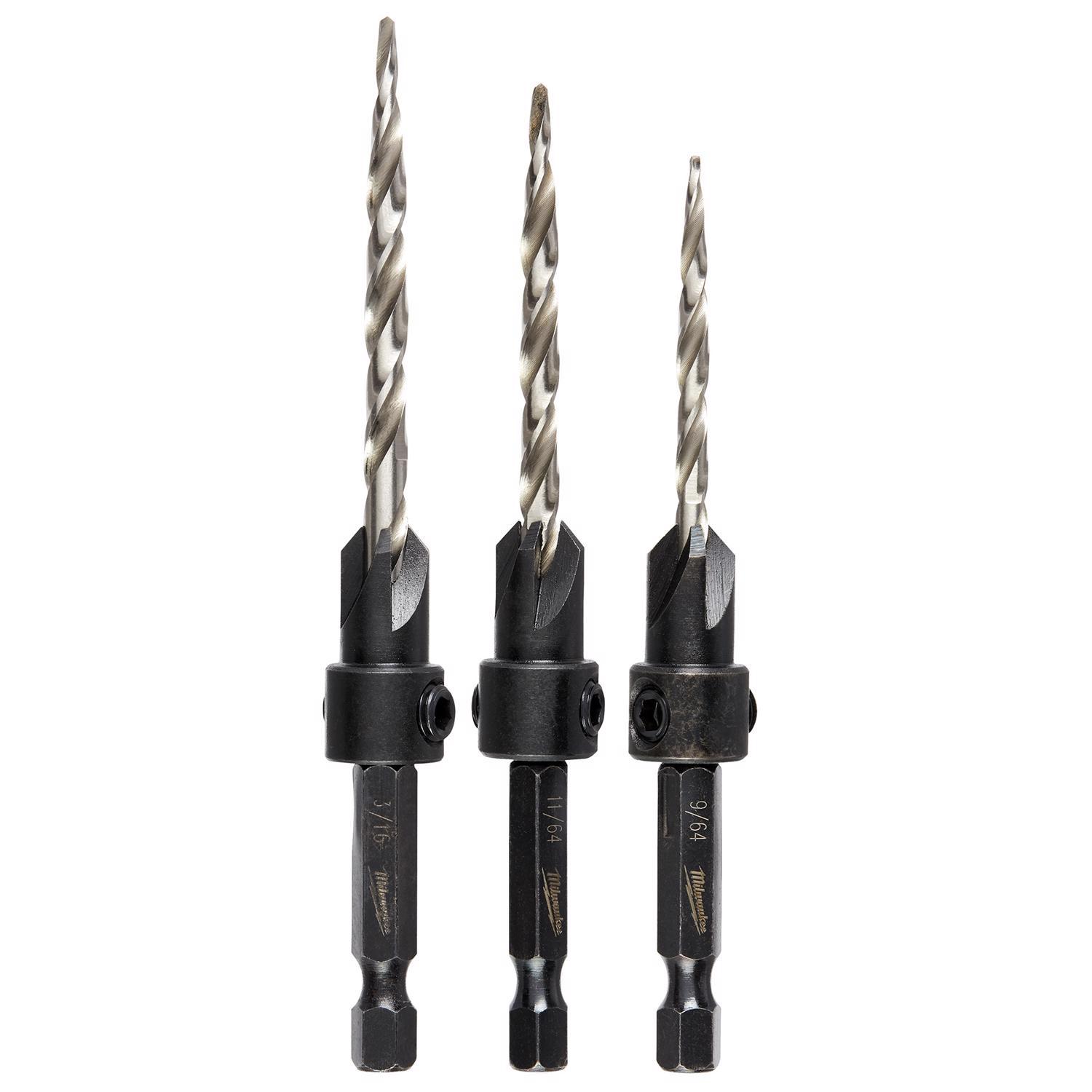 Milwaukee 0.3 in. L High Speed Steel Drill and Countersink Set Quick-Change Hex Shank 3 pc