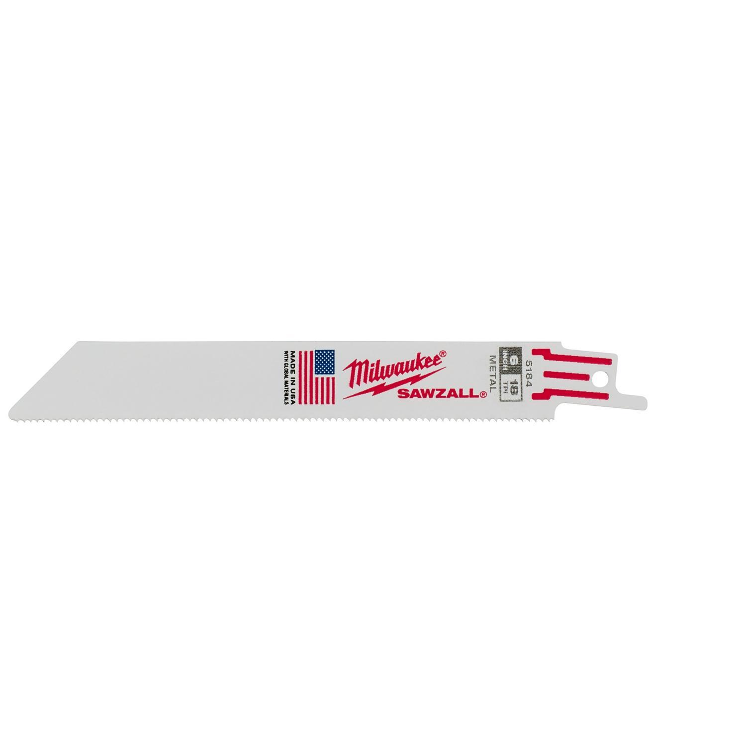 Milwaukee Sawzall 6 in. Bi-Metal Reciprocating Saw Blade 18 TPI 1 pk