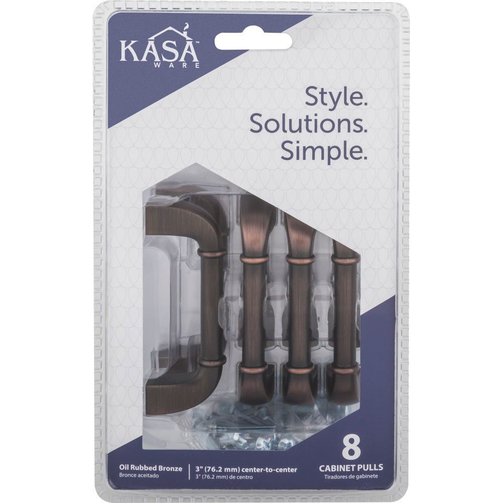 KasaWare 3 in. Centers Cabinet Pull in Brushed Oil Rubbed Bronze (8pc Pack)