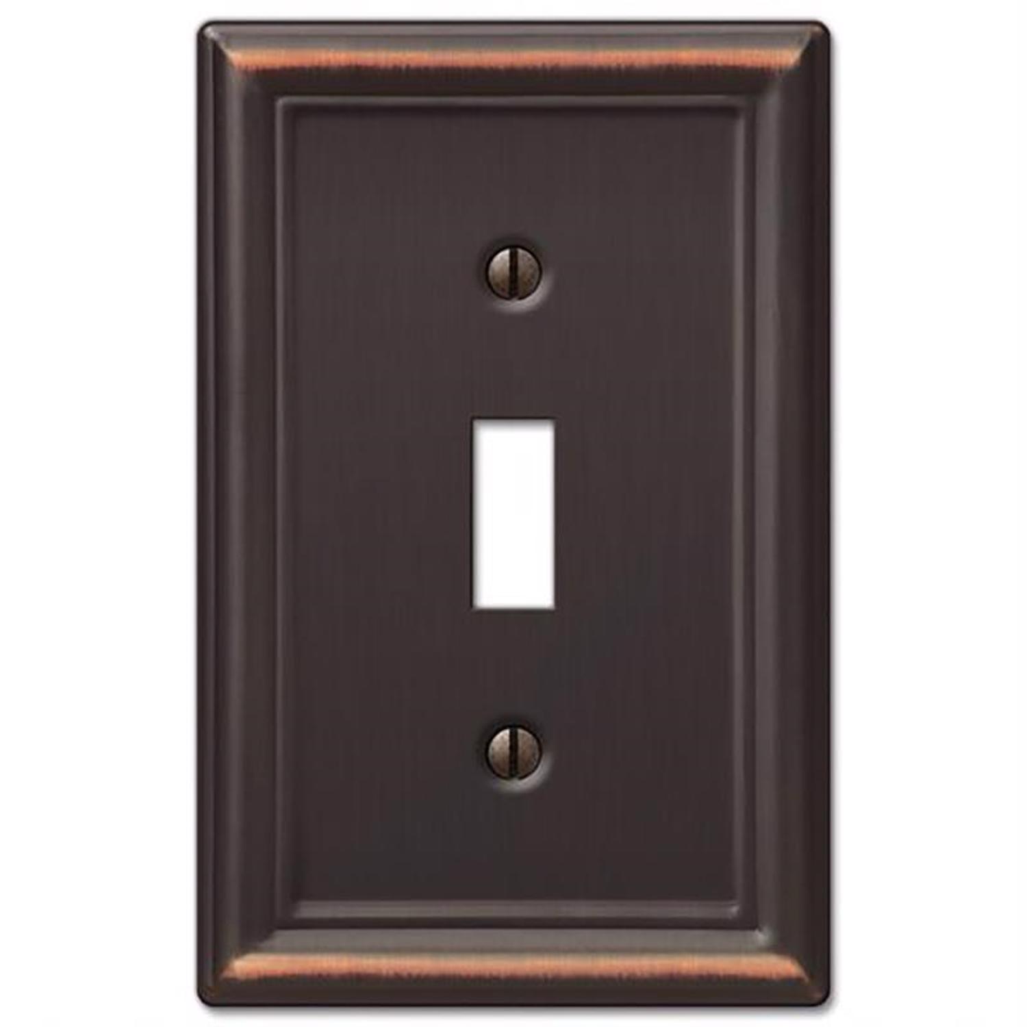 Amerelle Chelsea Aged Bronze 1 gang Stamped Steel Toggle Wall Plate 1 Pack
