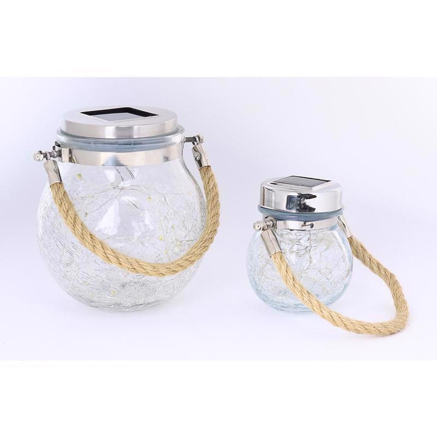 Feit Electric 5 in. Solar Power Glass Crackle Jar w/Fairy Lights Bronze