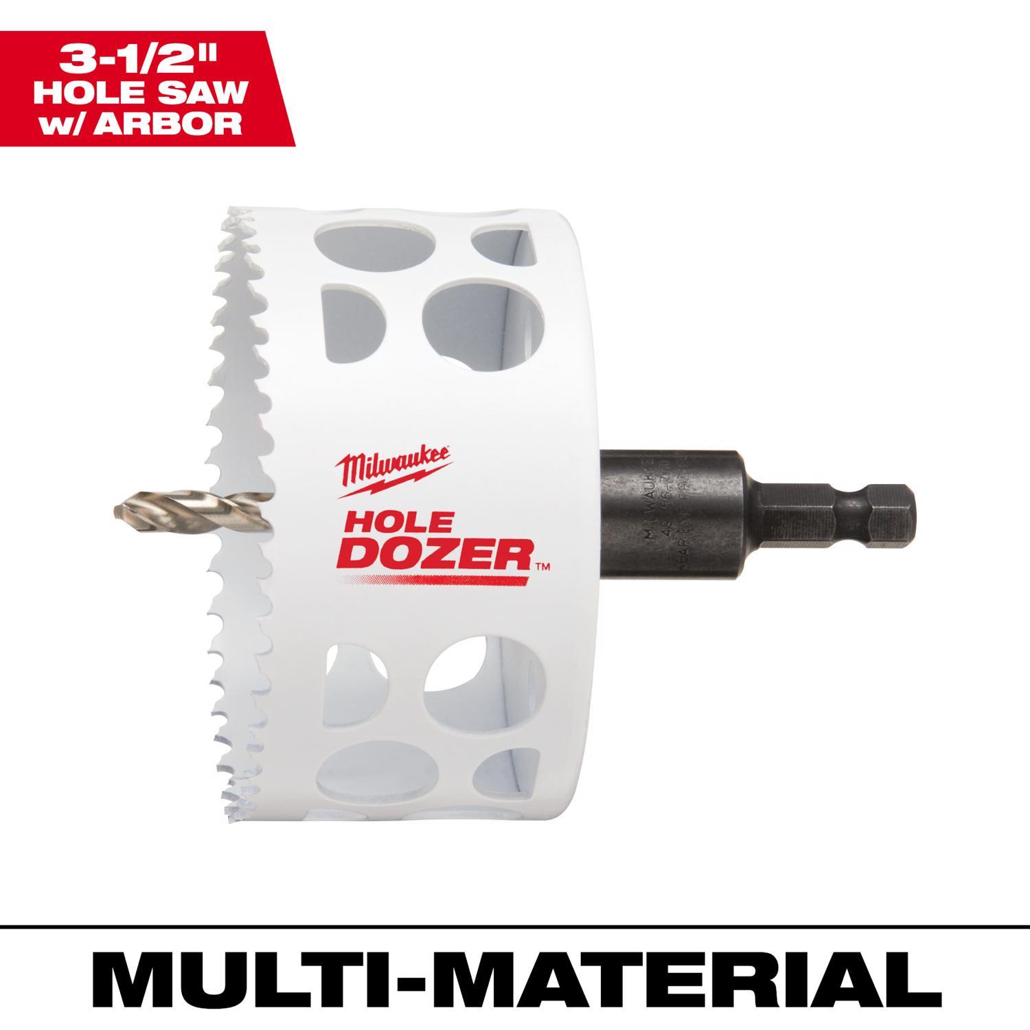 Milwaukee Hole Dozer 3-1/2 in. Bi-Metal 3.5 in. L X 3/8 in. D Hole Saw with Arbor and Pilot Bit Arbo