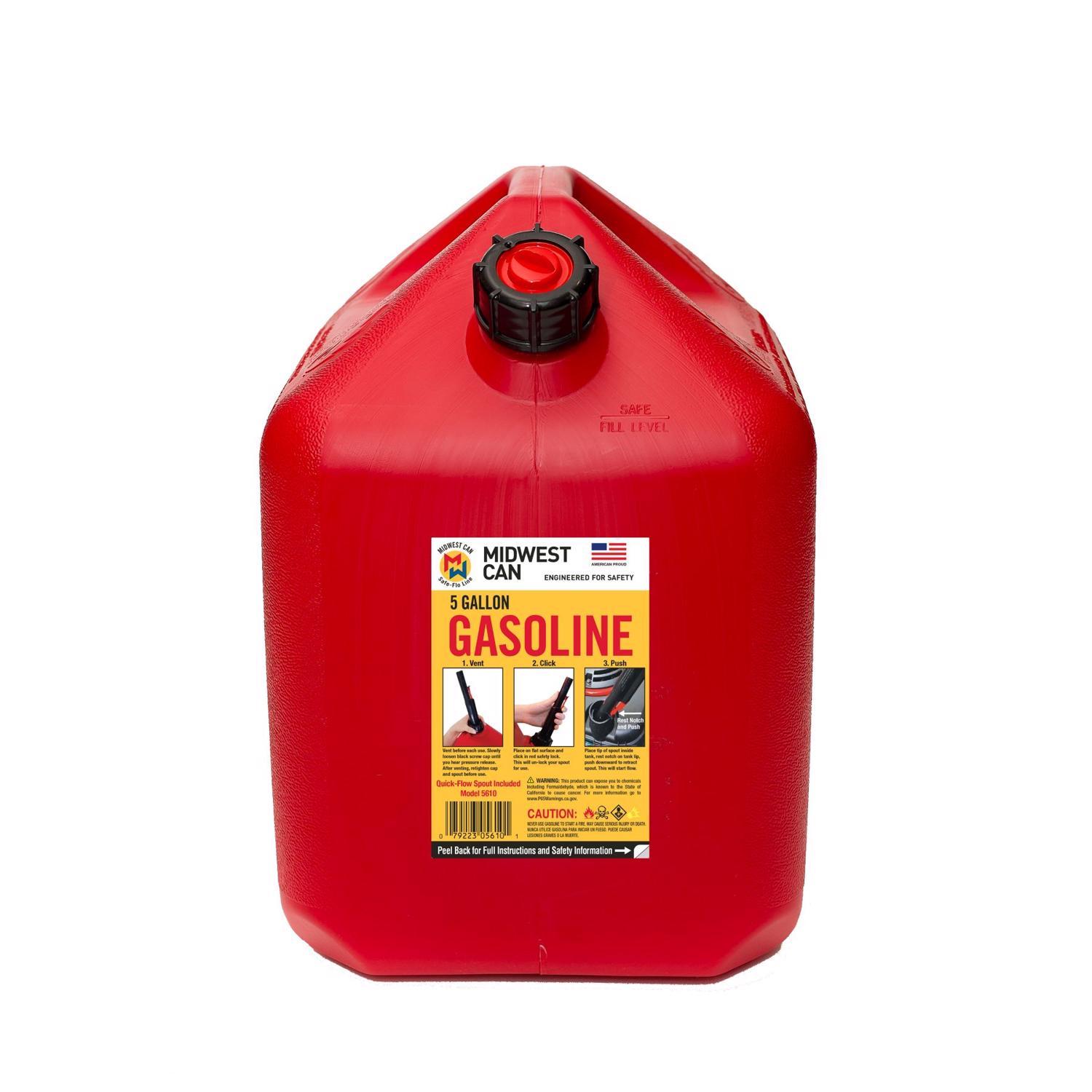 Midwest Can Quick Flow Spout Plastic Gas Can 5 gal