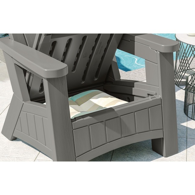 Suncast Adirondack Dove Gray Resin Frame Stationary Adirondack Chair with Solid Seat