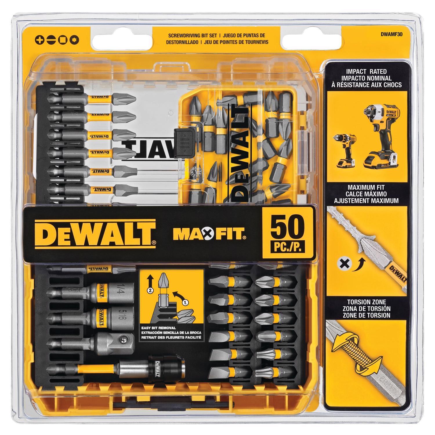 DEWALT Max Fit Assorted Screwdriver Bit Set S2 Tool Steel 50 pc