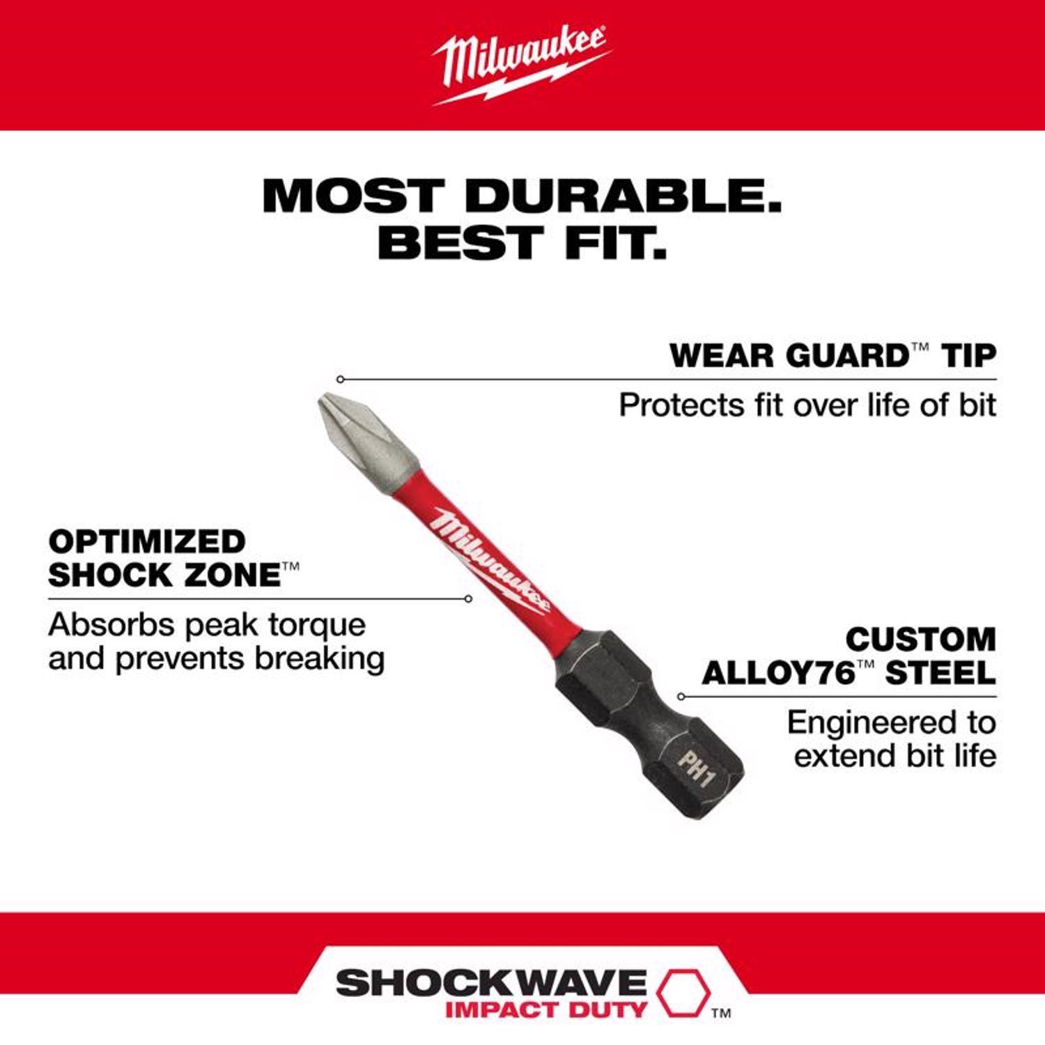 Milwaukee Assorted Impact Driver Bit Set Alloy Steel 38 pc