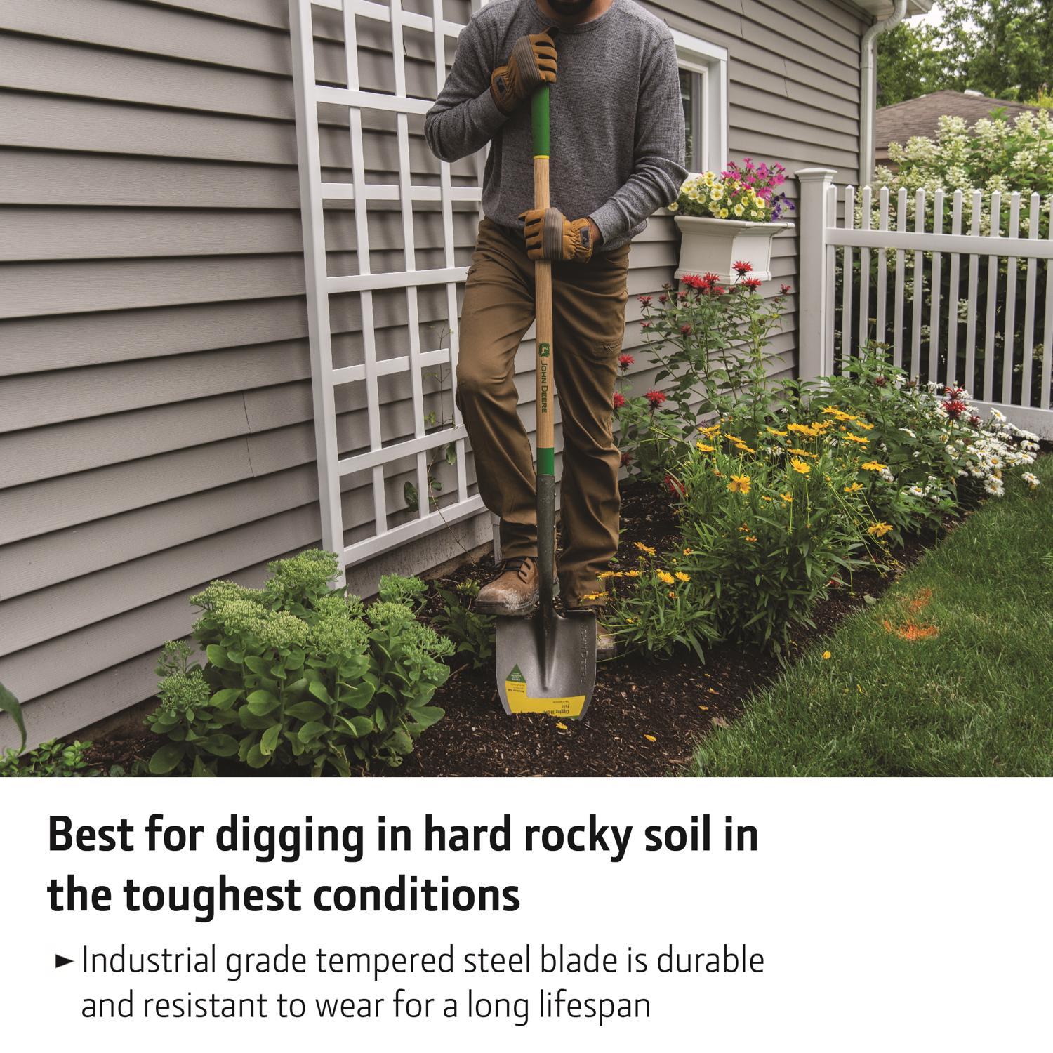 John Deere 61 in. Steel Digging Shovel Wood Handle