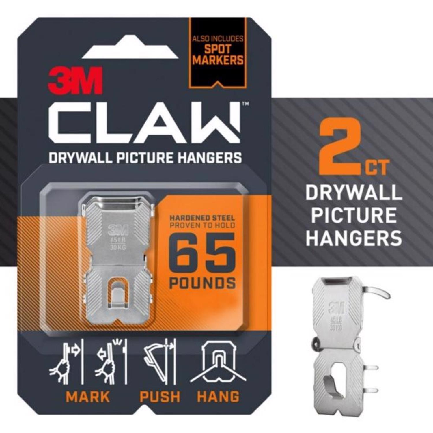 3M Claw Silver Drywall All Purpose Hanger 65 lb 2 pk