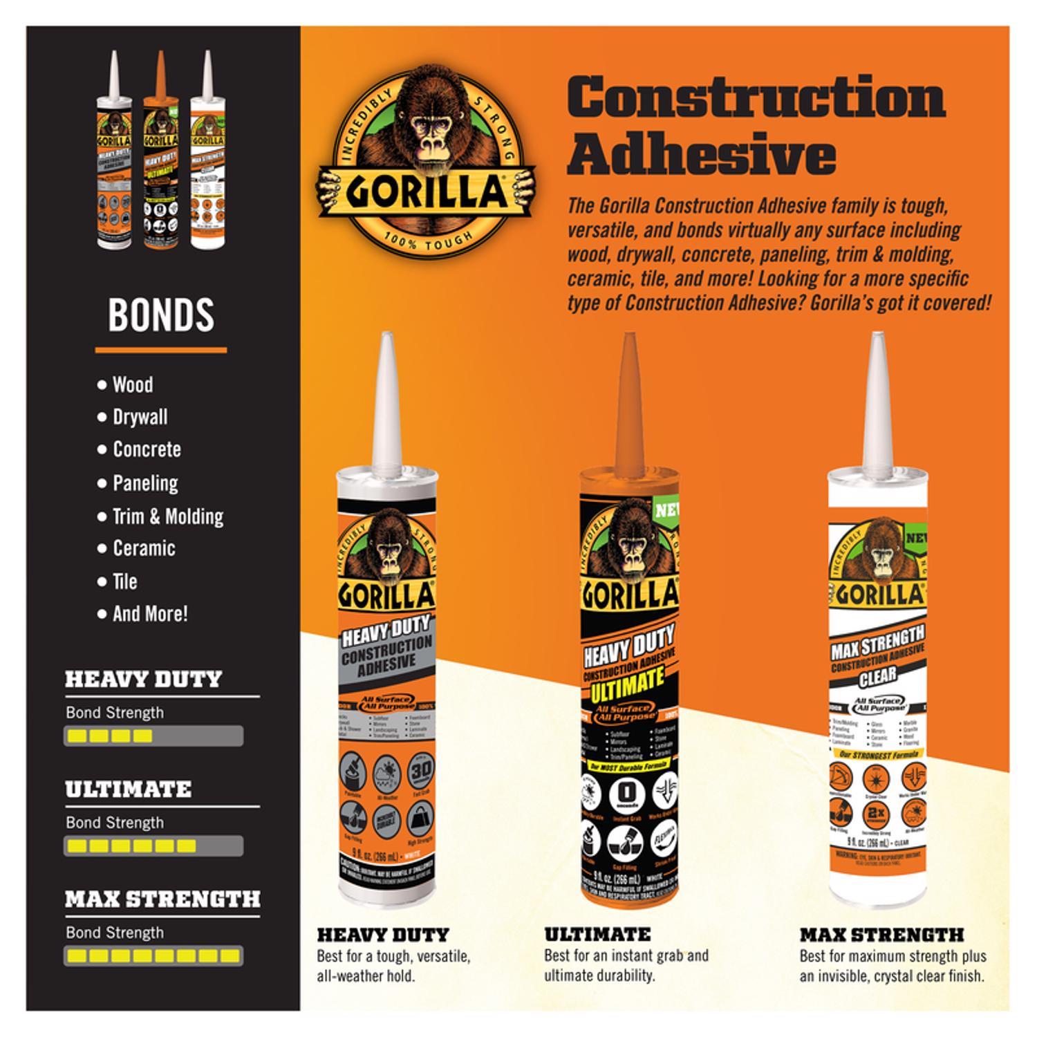 Gorilla All Purpose Construction Adhesive 9 oz