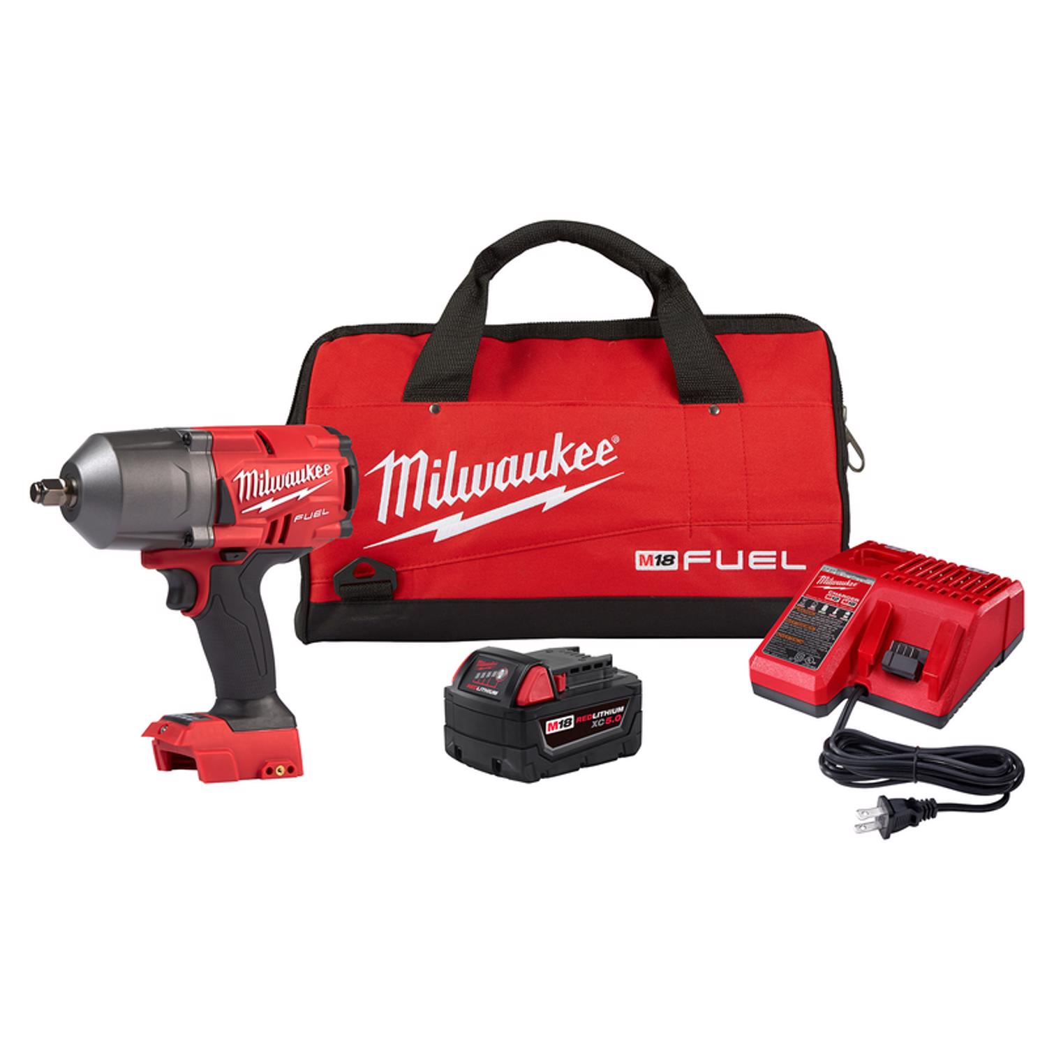 Milwaukee M18 FUEL 18 V 1 2 in. Cordless Brushless Impact Wrench Kit Battery Charger