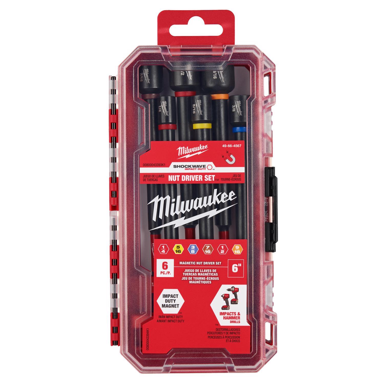 Milwaukee 6 in. L Steel Magnetic Nut Setter Set 6 Pieces