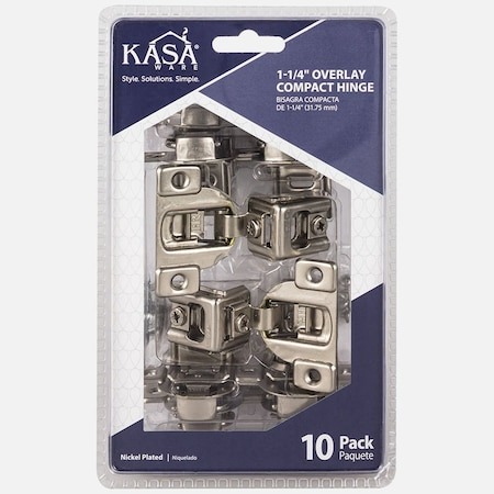 KasaWare 1-1/4 in. Overlay Compact Hinge, 10-pack