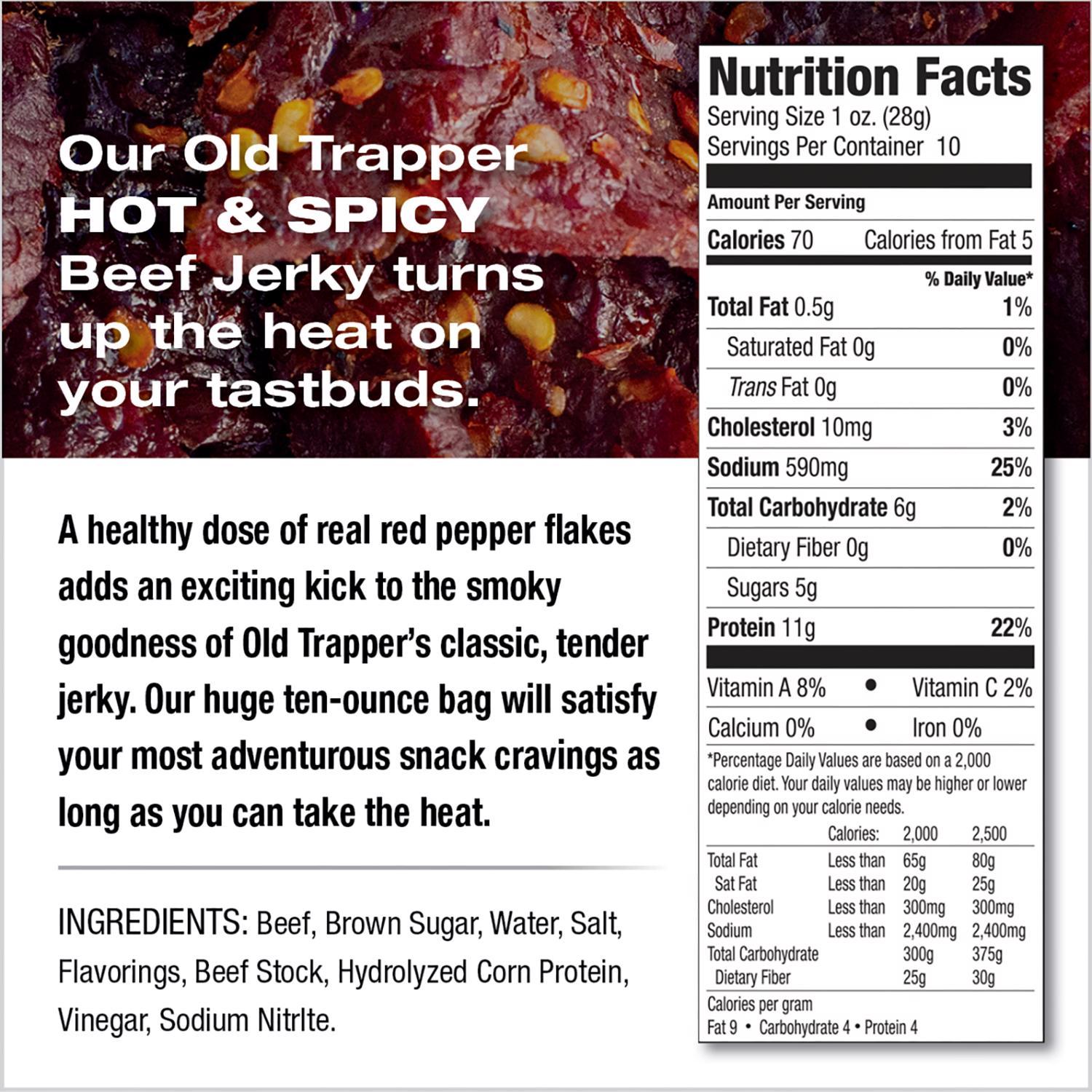 Old Trapper Hot & Spicy Beef Jerky 10 oz Bagged