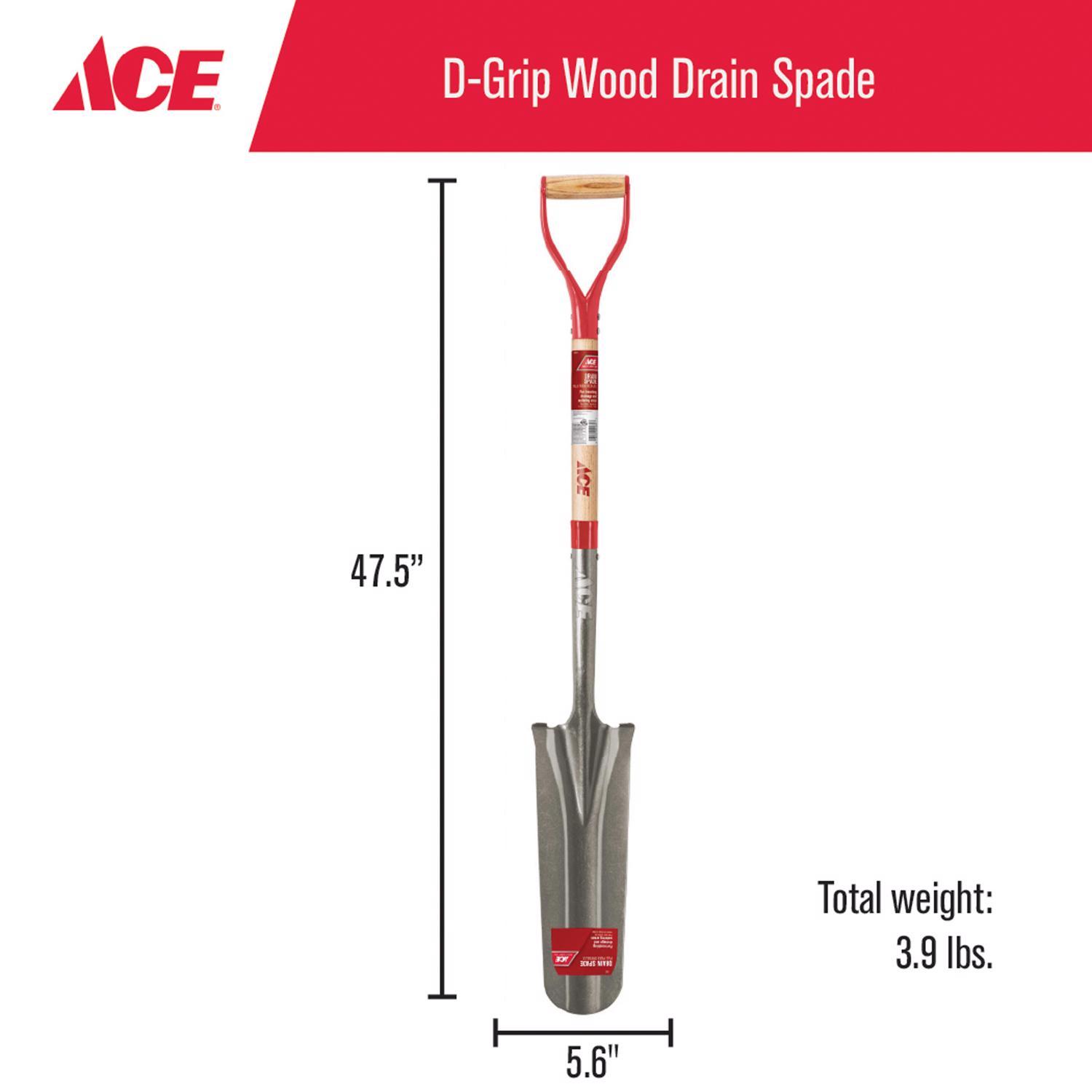 Ace 47 in. Steel Round Drain Spade Wood Handle