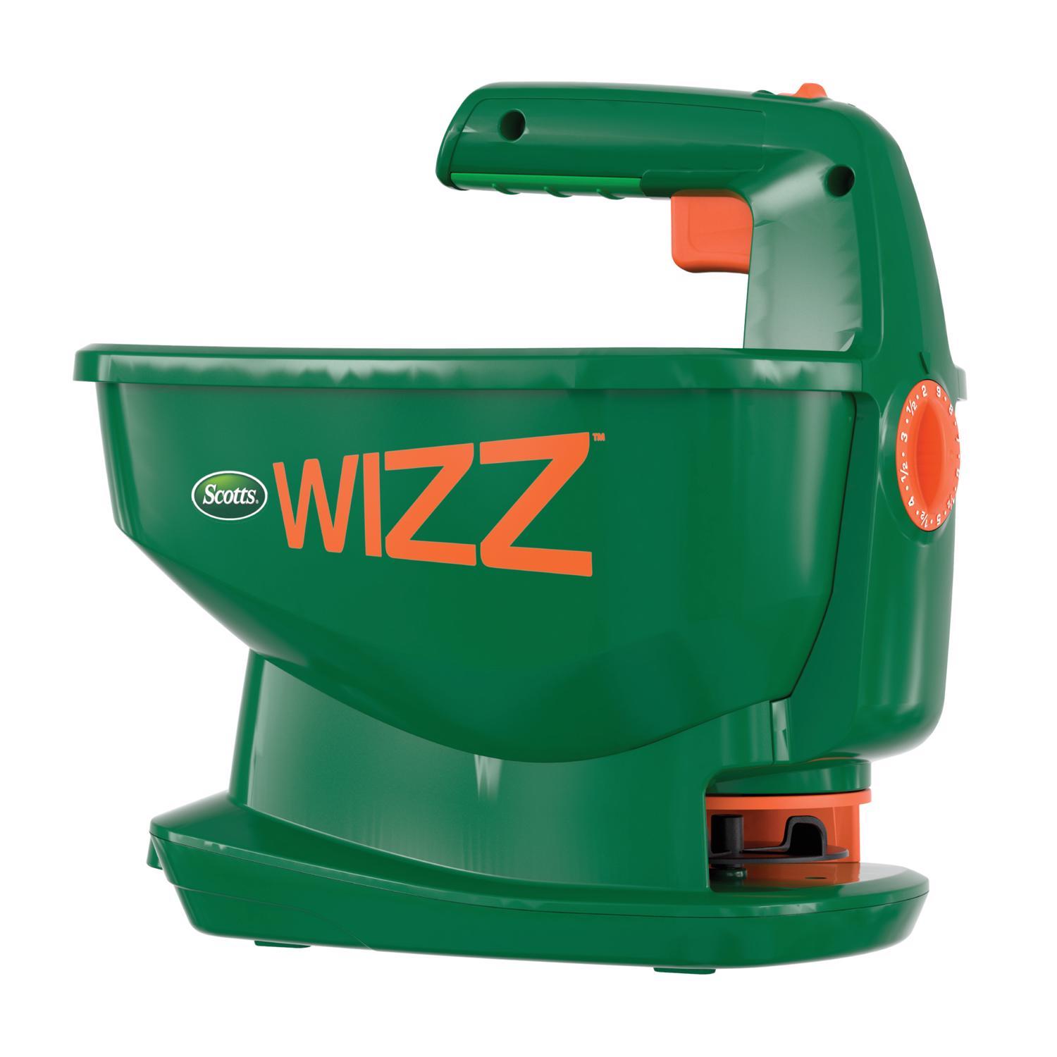 Scotts Wizz 60 in. W Handheld Spreader For Fertilizer/Ice Melt/Seed 4 lb