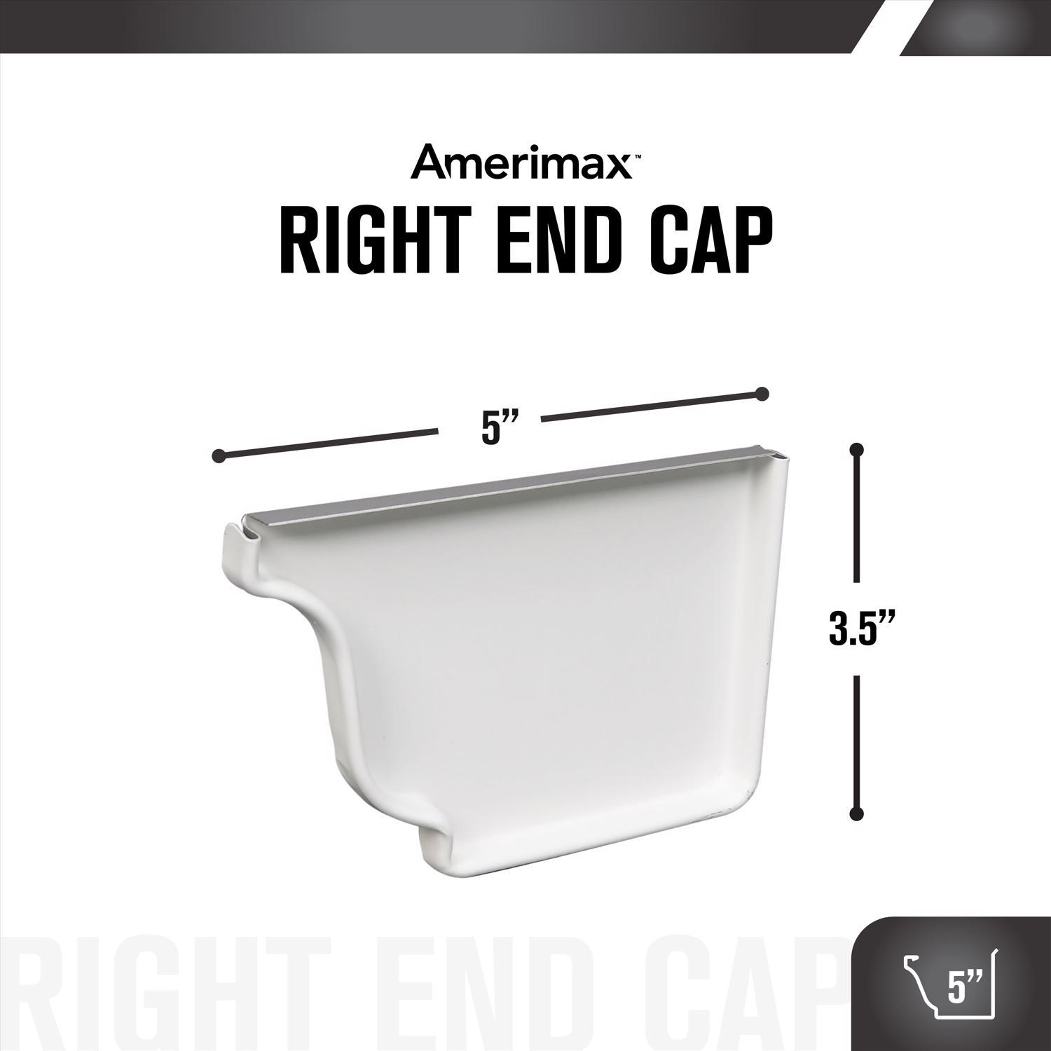 Amerimax 5 in. H X 3.5 in. W X 5 in. L White Aluminum K Right End Cap
