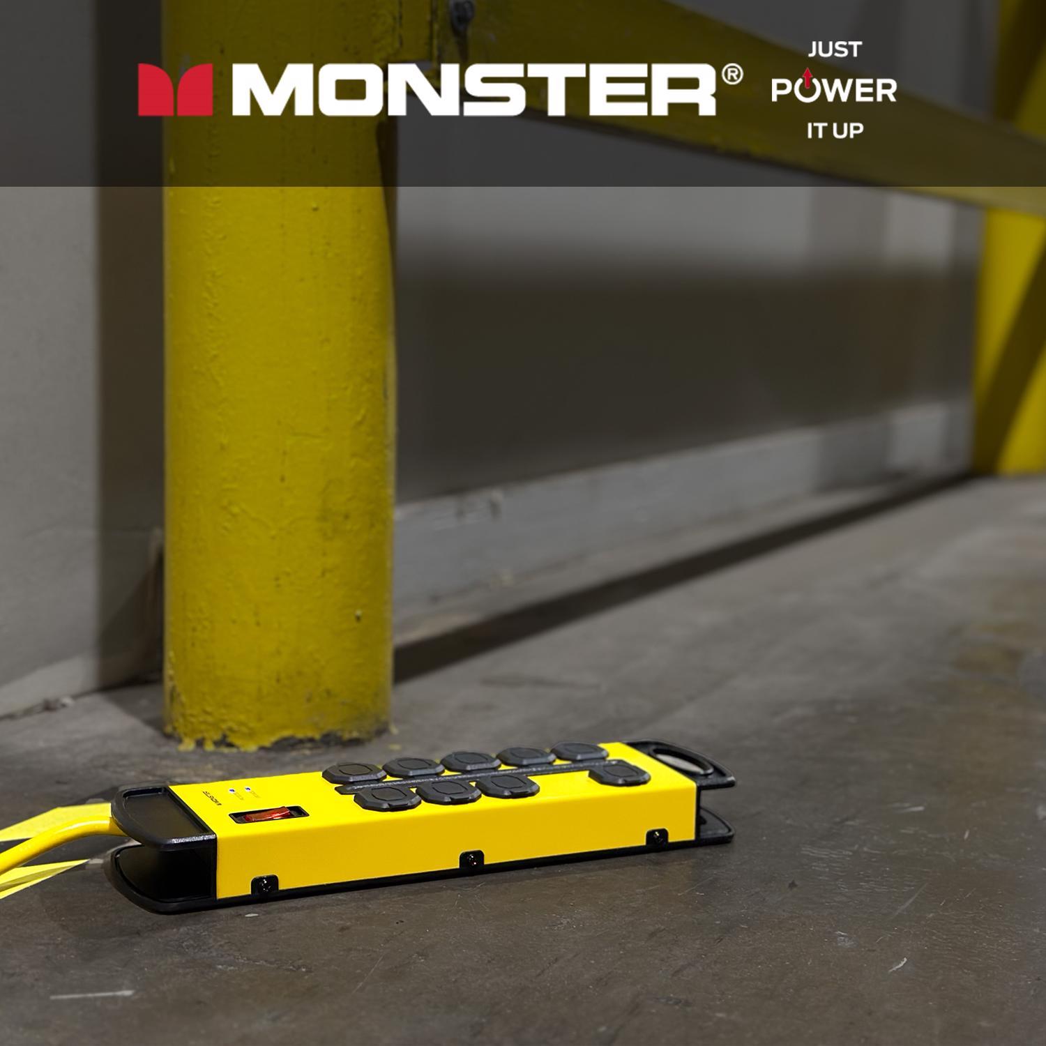 Monster Just Power it Up 15 ft. L 8 outlets Surge Protector w/USB Yellow 1080 J