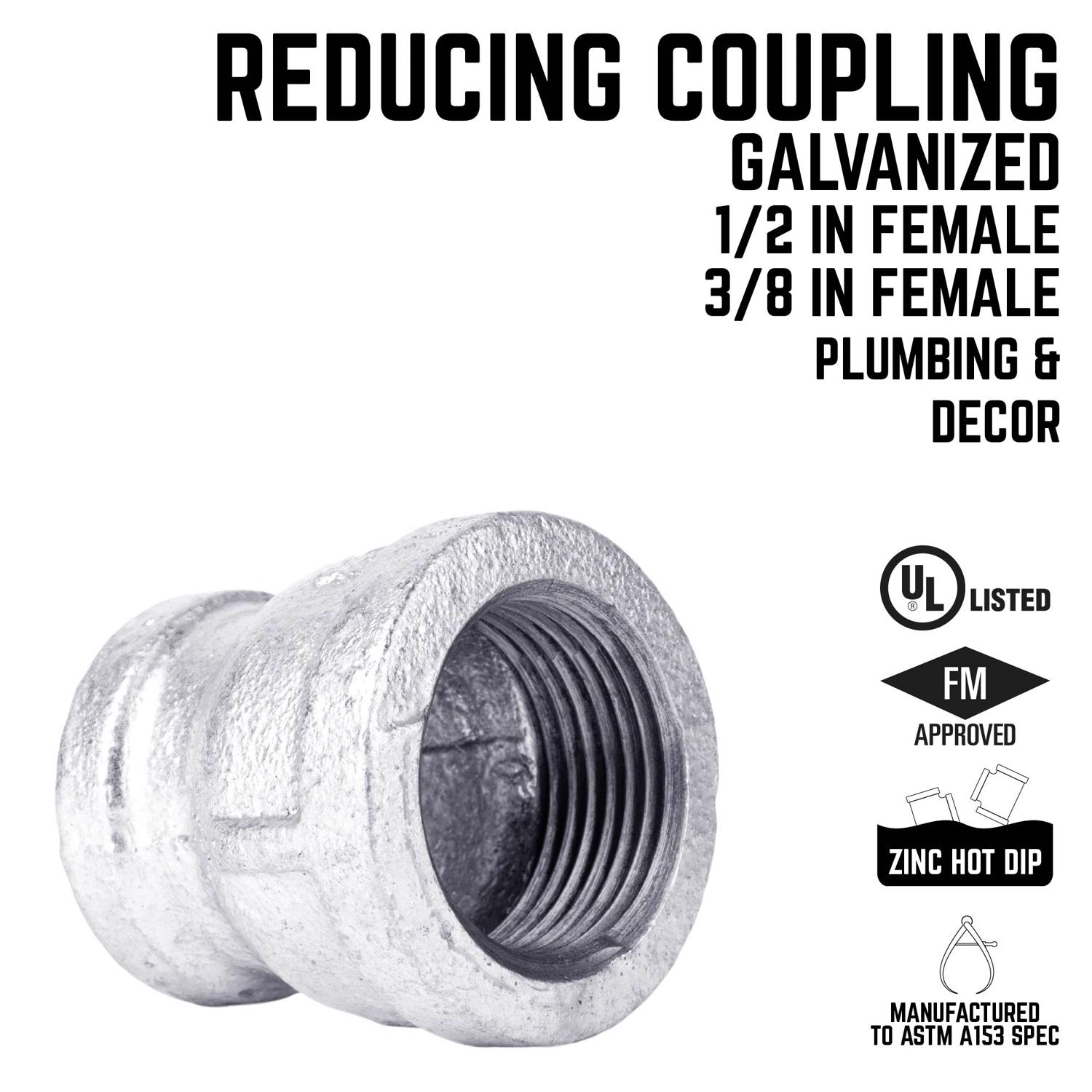 STZ Industries 1/2 in. FIP each X 3/8 in. D FIP Galvanized Malleable Iron Reducing Coupling