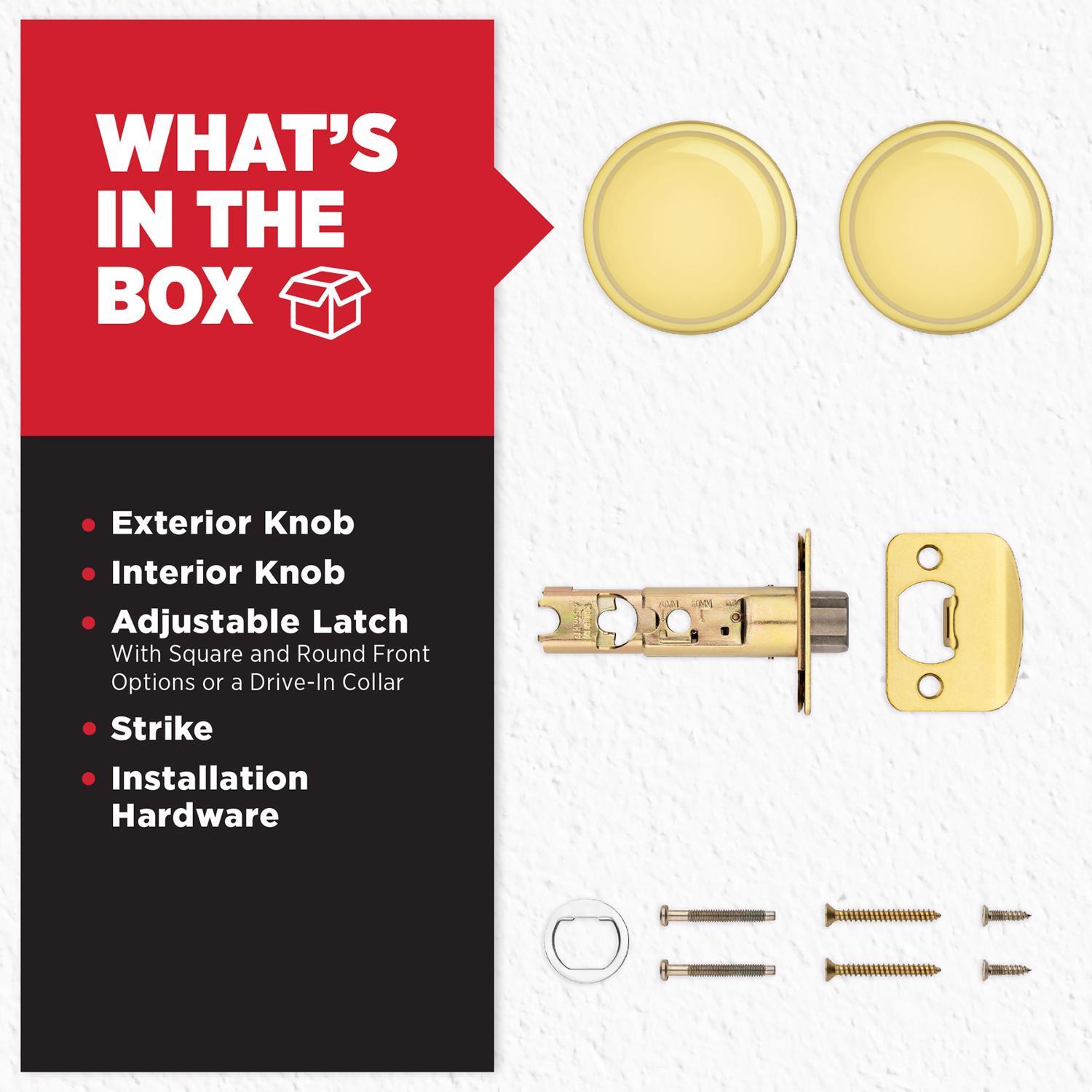 Kwikset Juno Polished Brass Passage Door Knob 1-3/4 in.