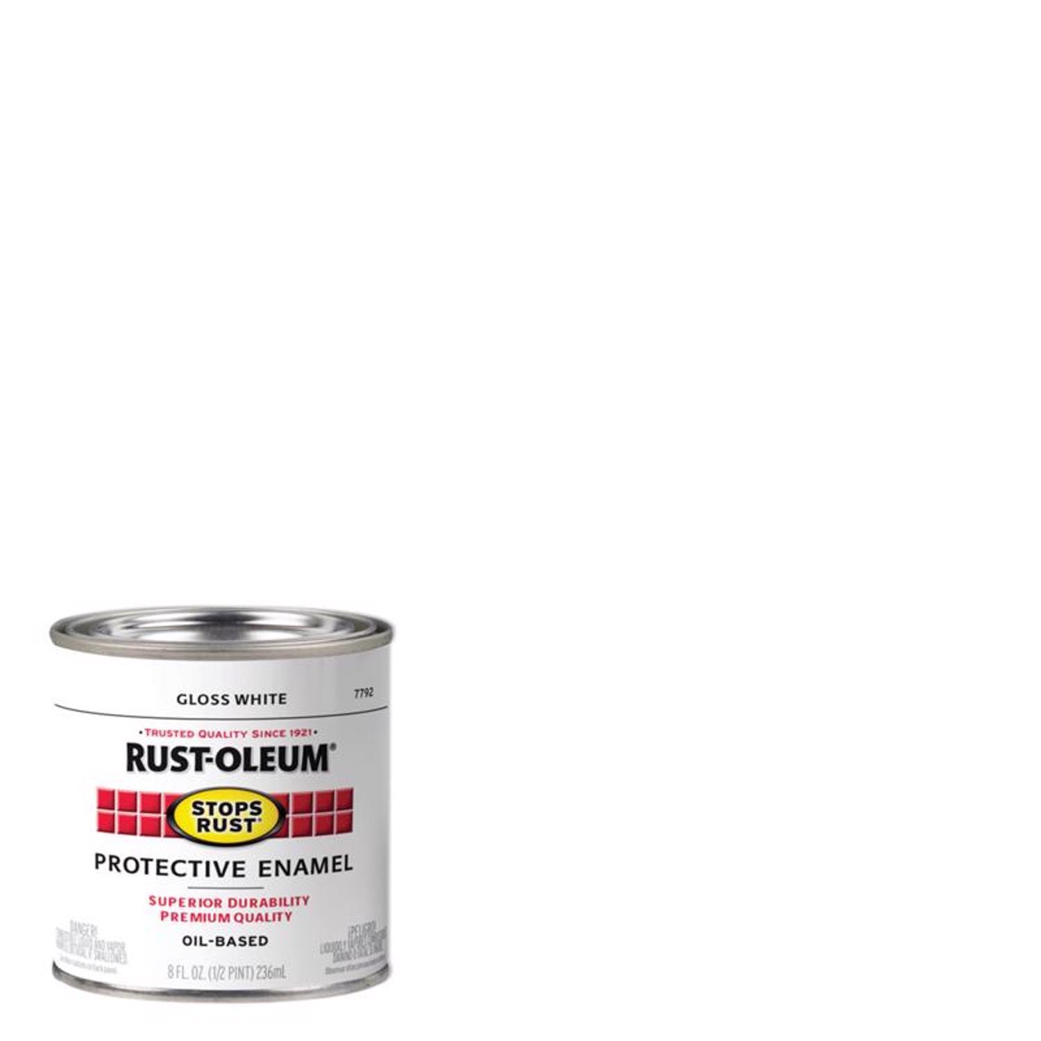 Rust-Oleum Stops Rust Indoor and Outdoor Gloss White Oil-Based Enamel Protective Paint 0.5 pt