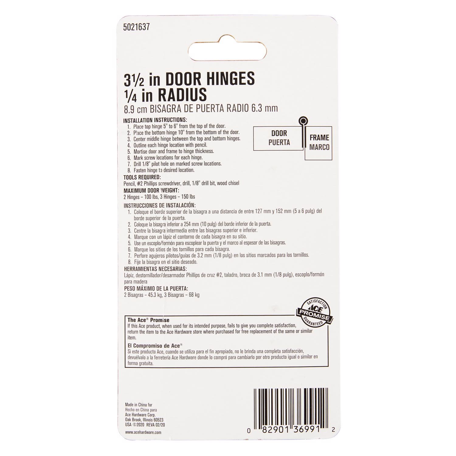 Ace 3 in. L Antique Brass Residential Door Hinge 3 pk