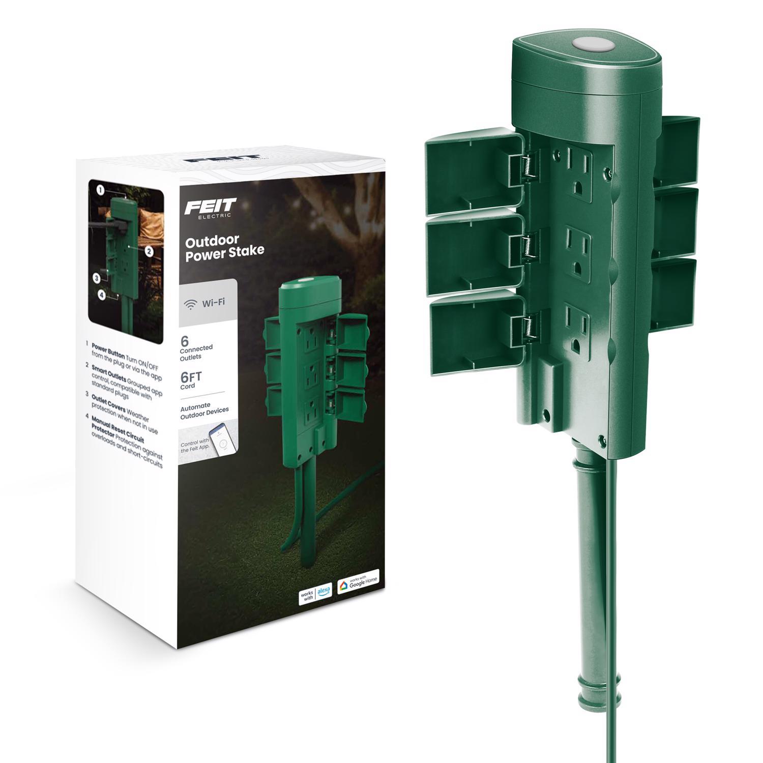 Feit Smart Home Outdoor 6 ft. L Green Smart-Enabled Outlet Stake 14/3
