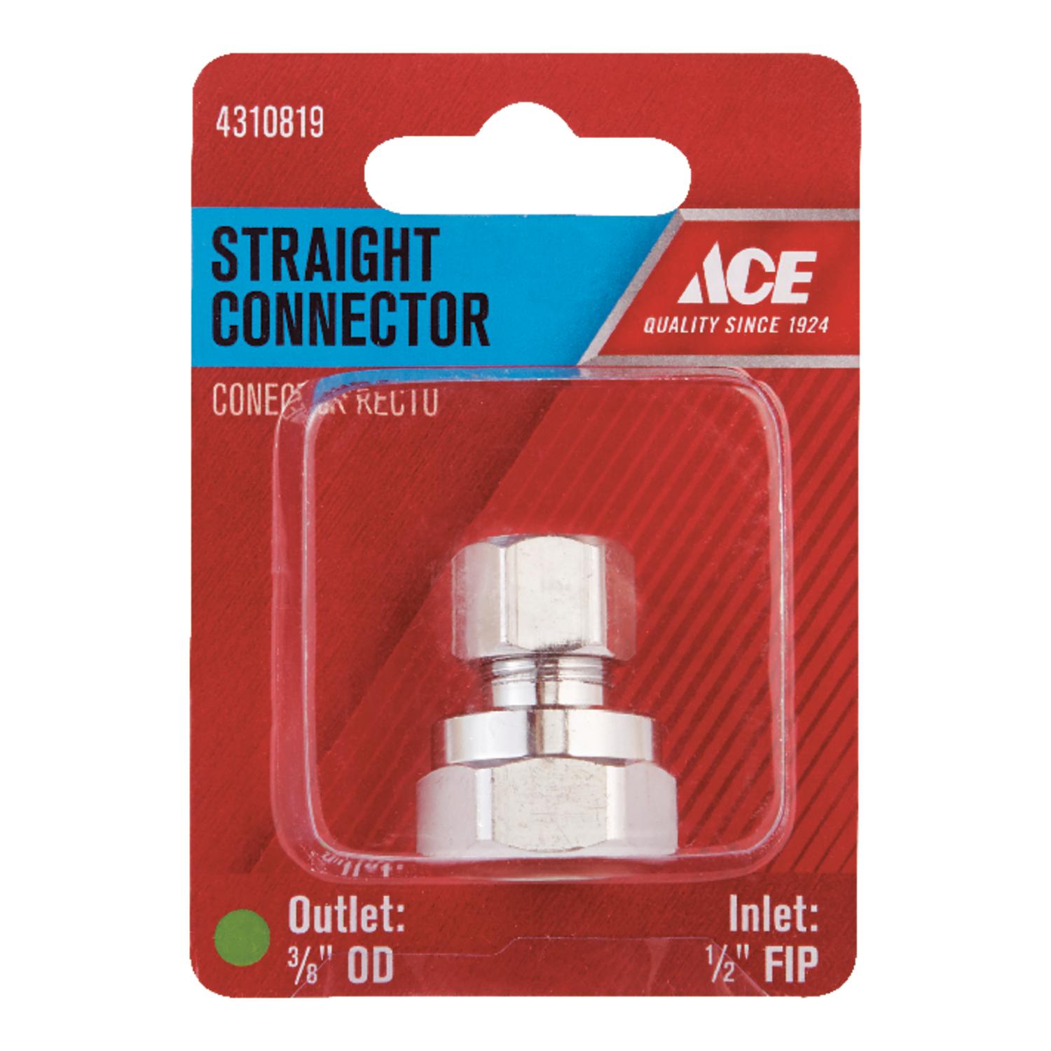 Ace 1/2 in. FPT 3/8 in. D Compression Brass Straight Connector