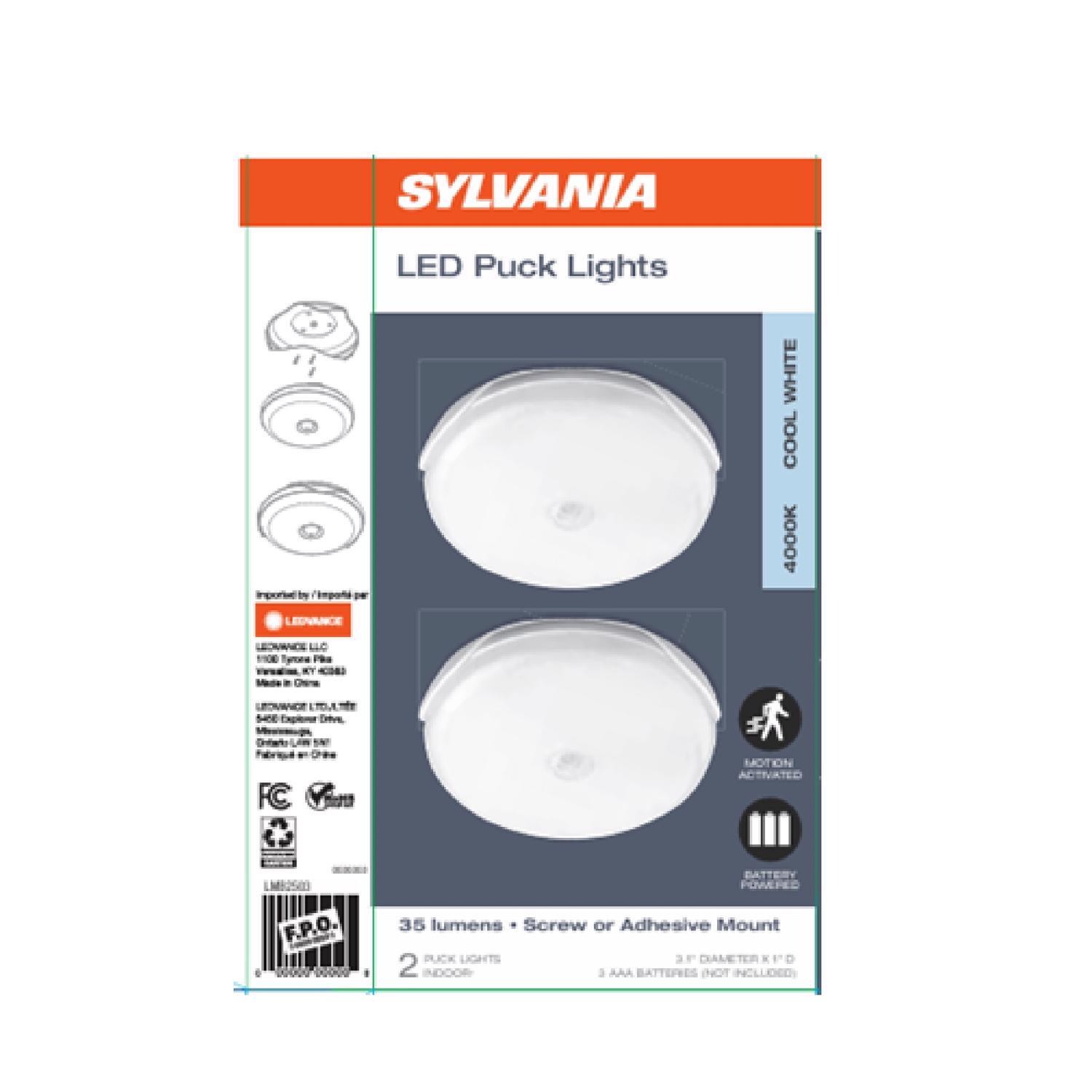 Sylvania Motion-Sensing Battery Powered LED White Slim Area Light