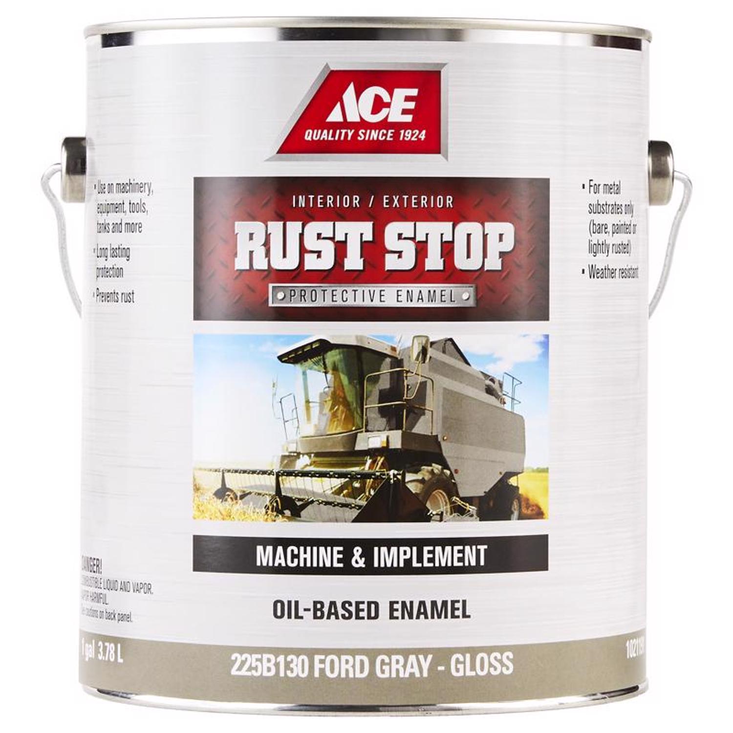 Ace Rust Stop Indoor and Outdoor Gloss Ford Gray Oil-Based Enamel Rust Prevention Paint 1 gal