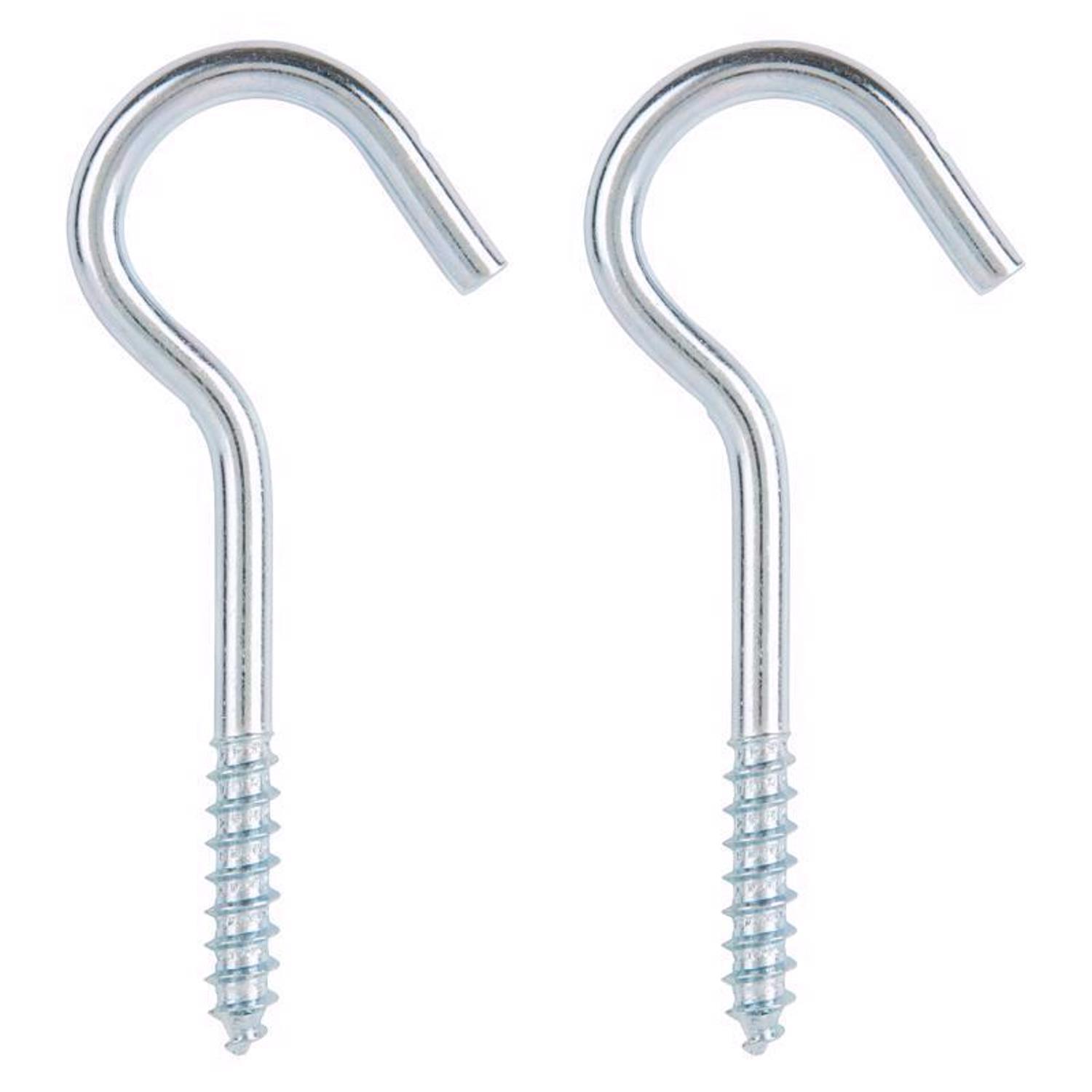 Ace Small Zinc-Plated Silver Steel 3-7/8 in. L Ceiling Hook 80 lb 2 pk