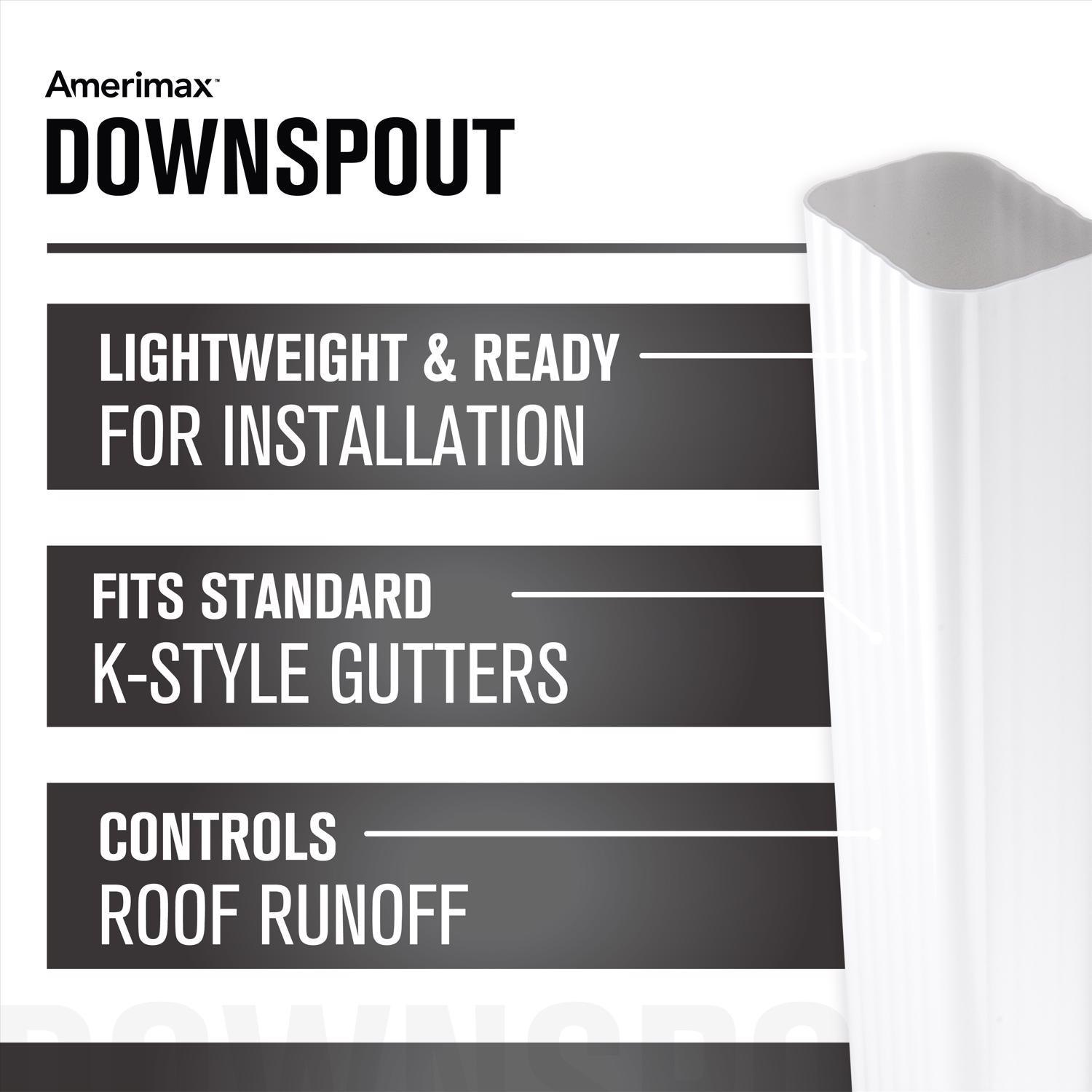 Amerimax 2 in. H X 3 in. W X 10 ft. L White Vinyl Rectangular Downspout