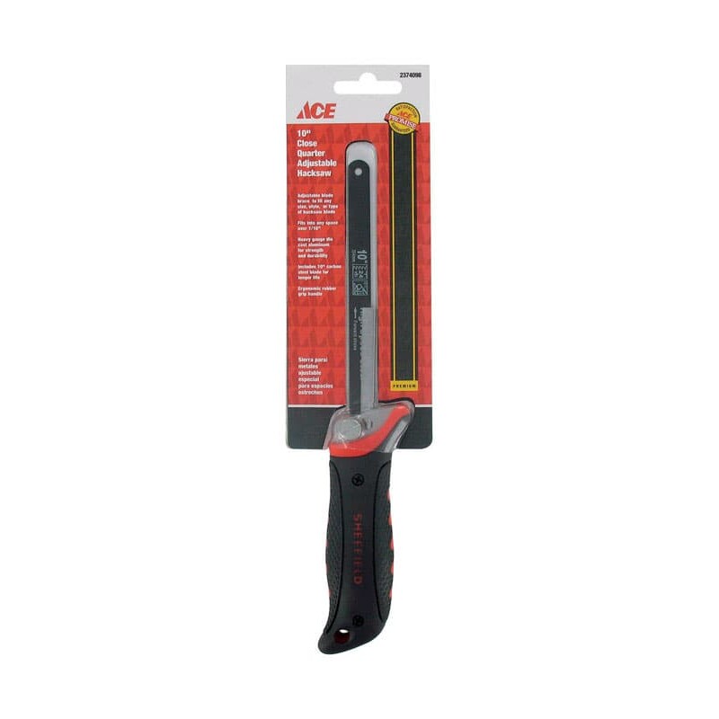 Ace 10 in. Carbon Steel Adjustable Close Quarter Hacksaw Black 1 pc