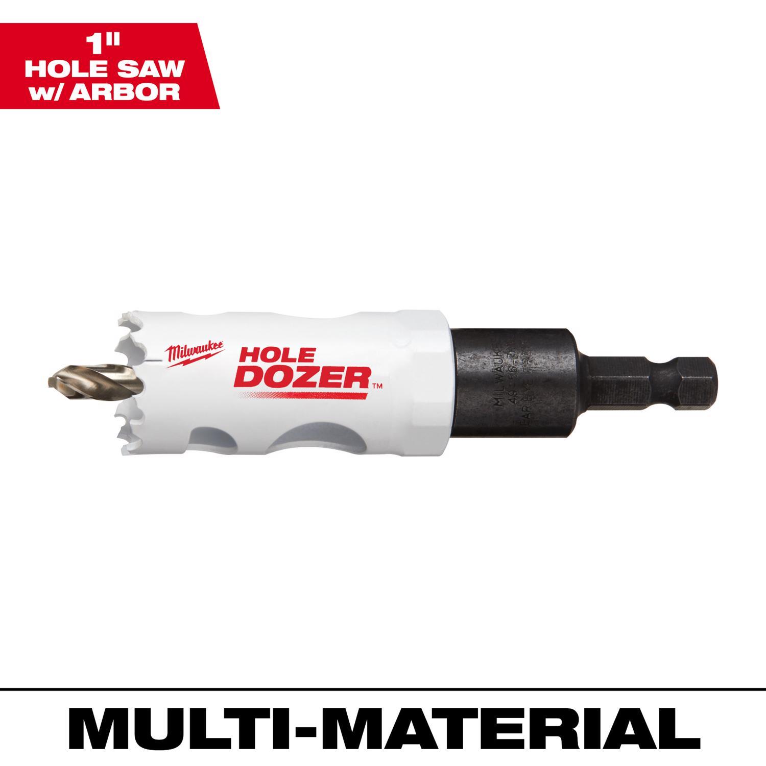 Milwaukee Hole Dozer 1 in. Bi-Metal 2.7 in. L X 3/8 in. D Hole Saw with Arbor and Pilot Bit Arbor In