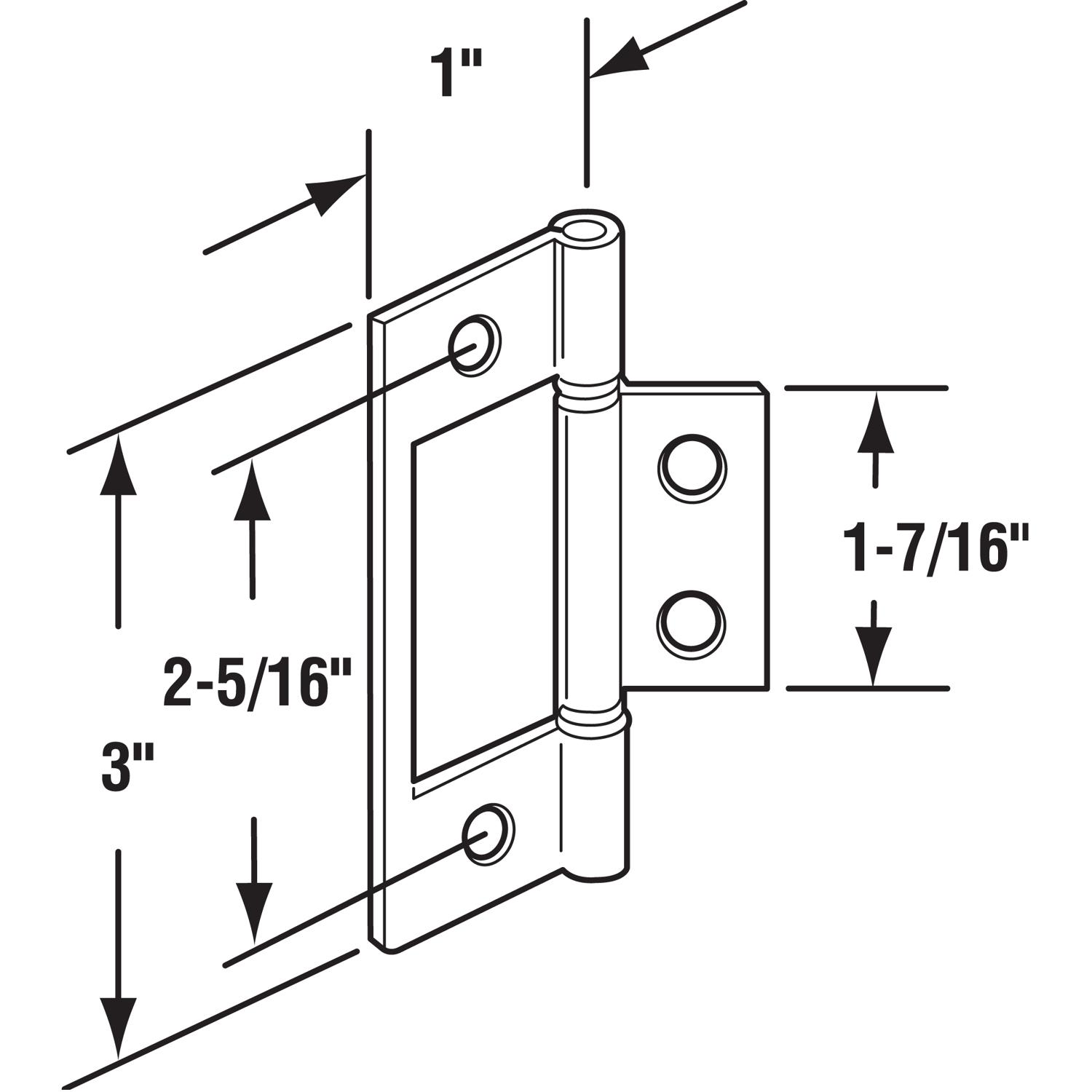 Prime-Line 3 in. L Brass-Plated Door Hinge 2 pk
