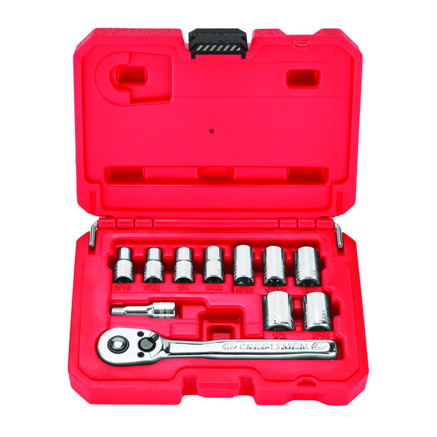 Craftsman 1/4 in. drive SAE 6 Point Socket and Ratchet Set 11 pc
