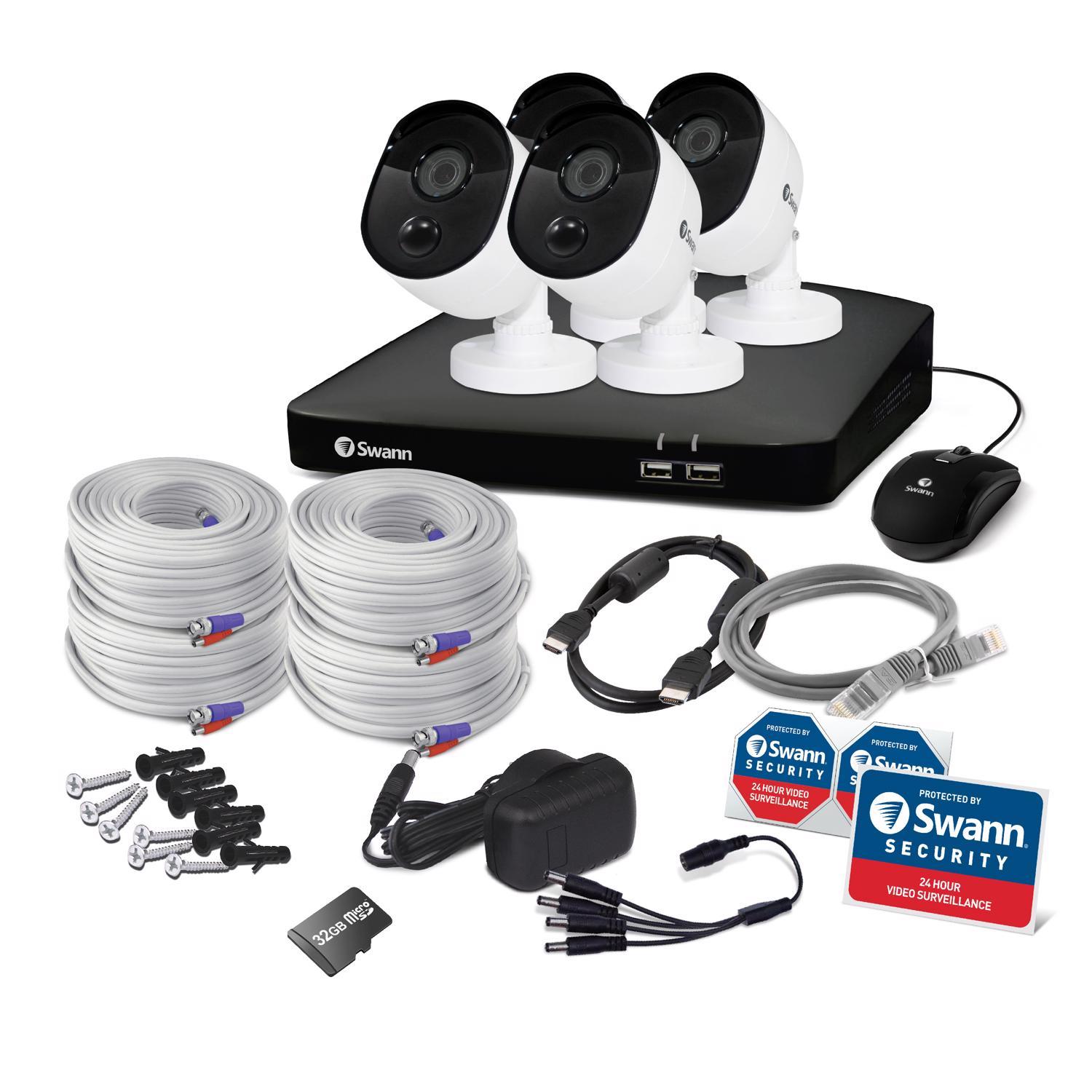 Swann Hardwired Indoor and Outdoor Smart-Enabled DVR Security Camera System