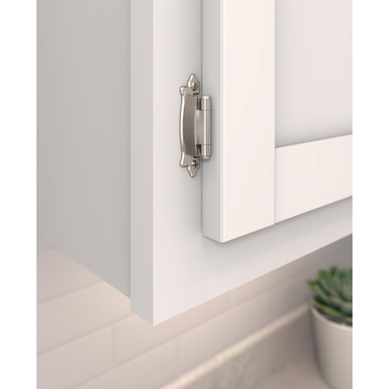 Amerock 1-3/4 in. W X 2-64/79 in. L Sterling Nickel Silver Steel Self-Closing Hinge 2 pk