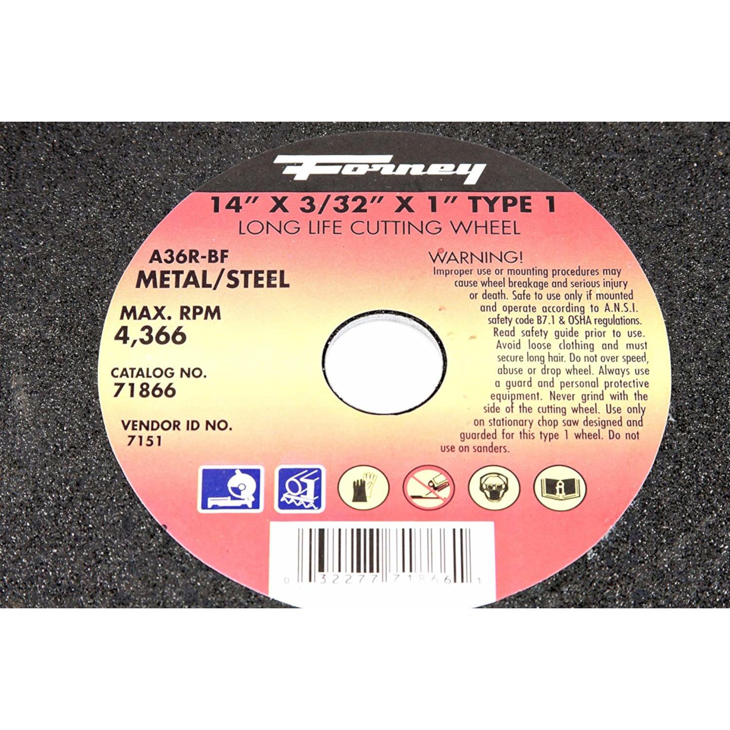 Forney 14 in. D X 1 in. Aluminum Oxide Metal Cutting Wheel 1 pc