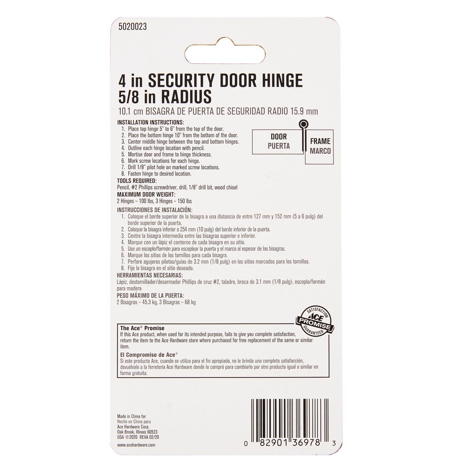 Ace 4 in. L Bright Brass Residential Door Hinge 1 pk