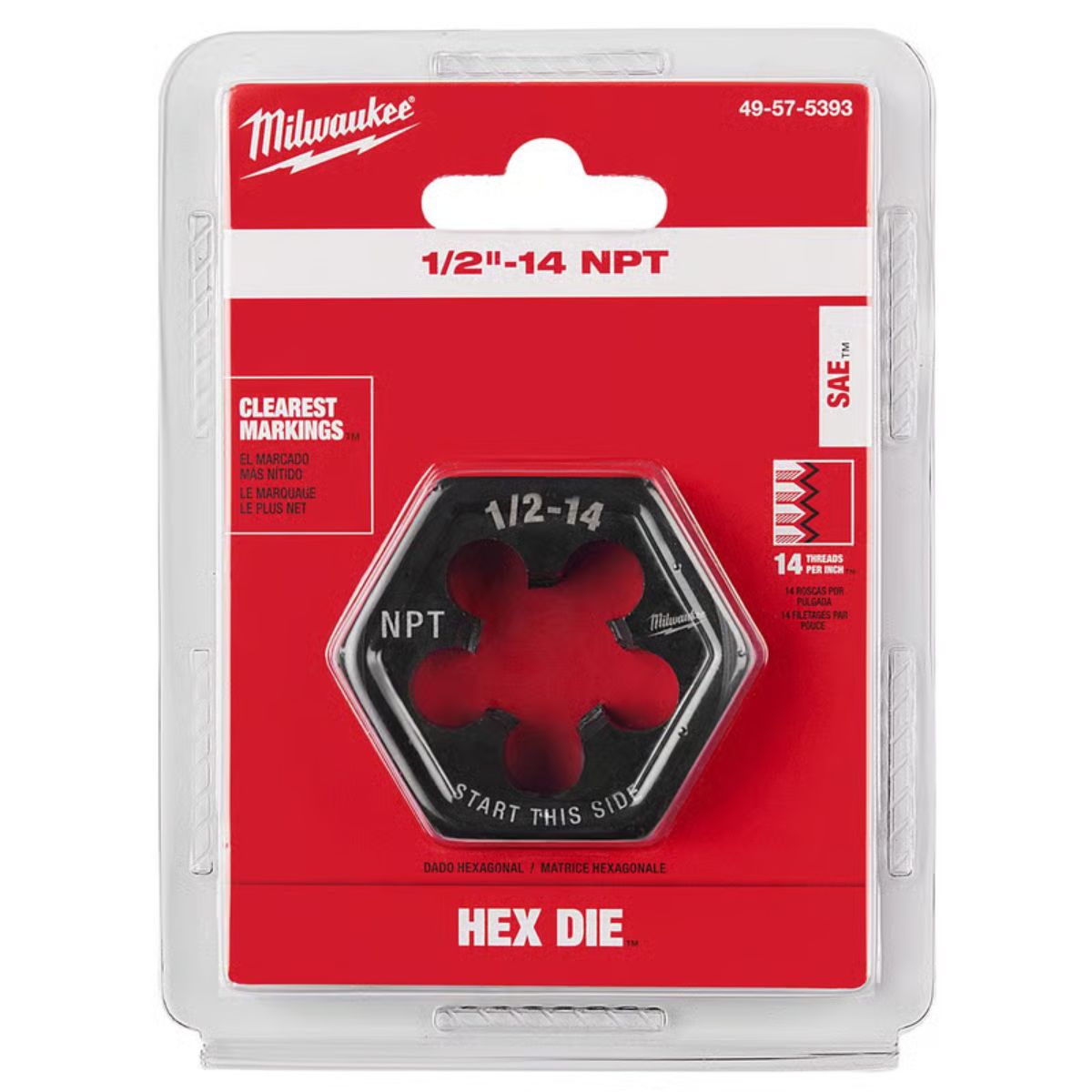 Milwaukee SAE 1/2-14 NPT 2-1/6in. Hex Threading Die