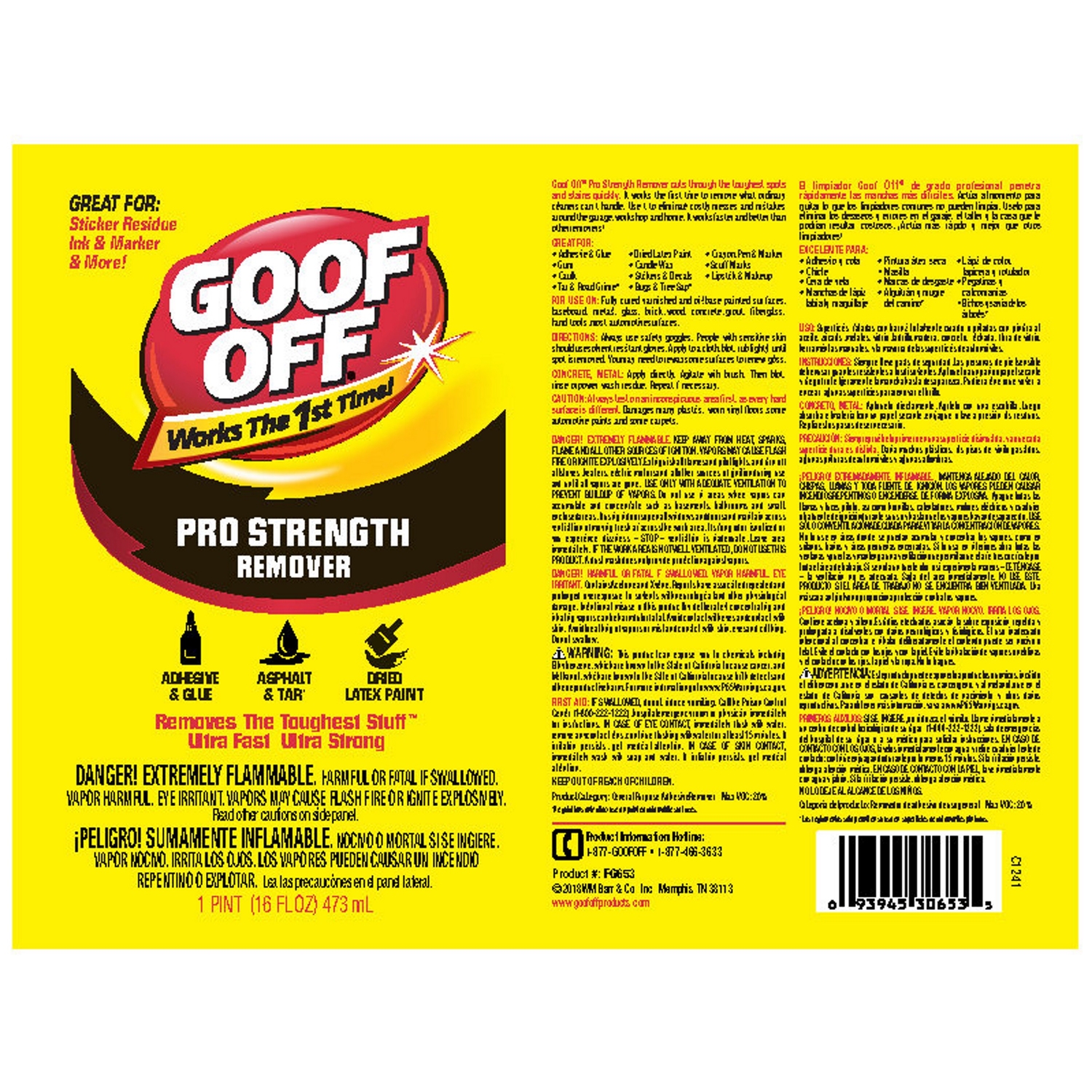Goof Off Pro Strength All Purpose Remover 1 pt