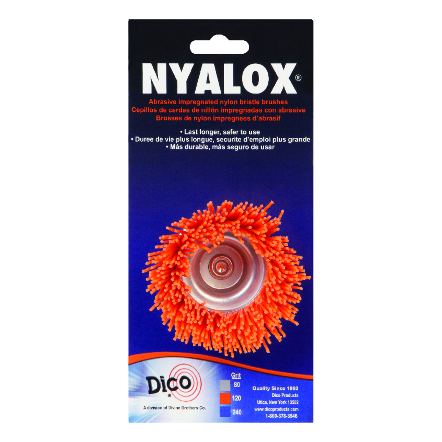 Dico Nyalox 2.5 in. D X 1/4 in. X 1/4 in. D Crimped Nylon Mandrel Mounted Cup Brush 4500 rpm 1 pc