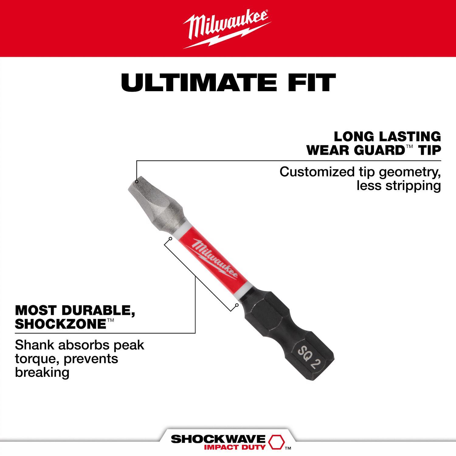 Milwaukee Shockwave Square #2 X 6 in. L Screwdriver Bit Steel 1 pc