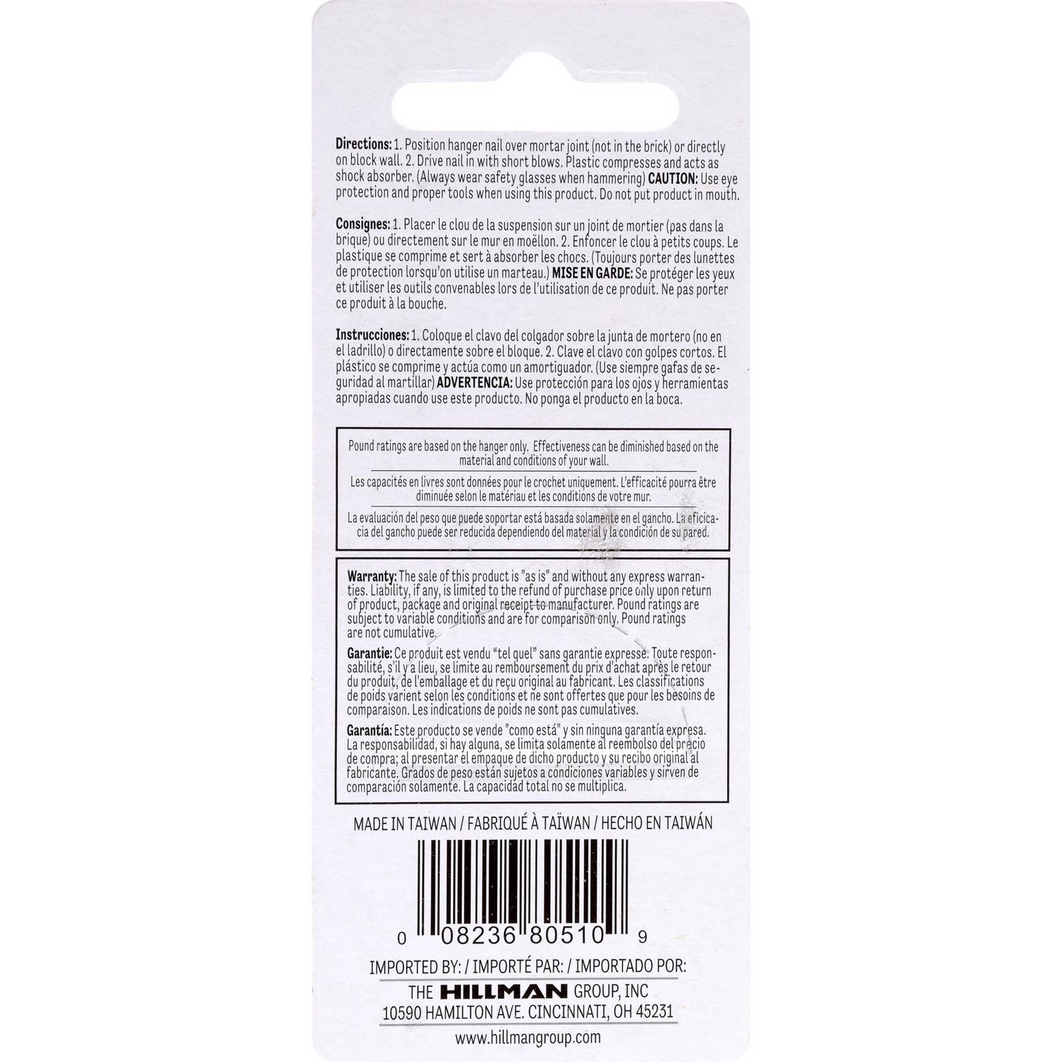 HILLMAN Zinc Brick Picture Hanger 50 lb 2 pk